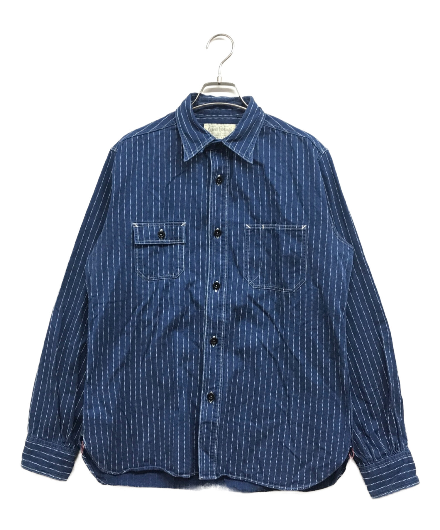 SUGAR CANE (シュガーケーン) ウォバッシュストライプワークシャツ ブルー サイズ:Ⅿ
