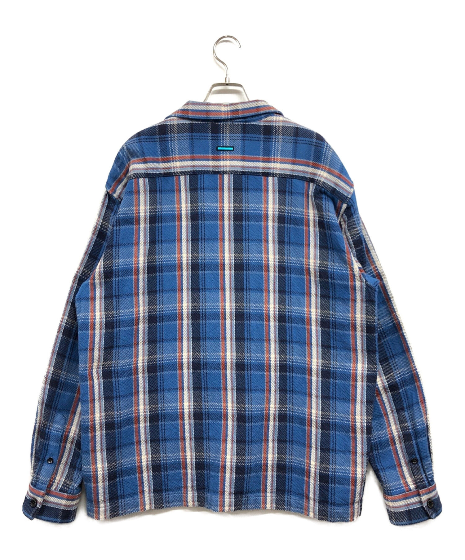 MUZE (ミューズ) Cotton twill check Oversized Shirt ブルー×アイボリー サイズ:2