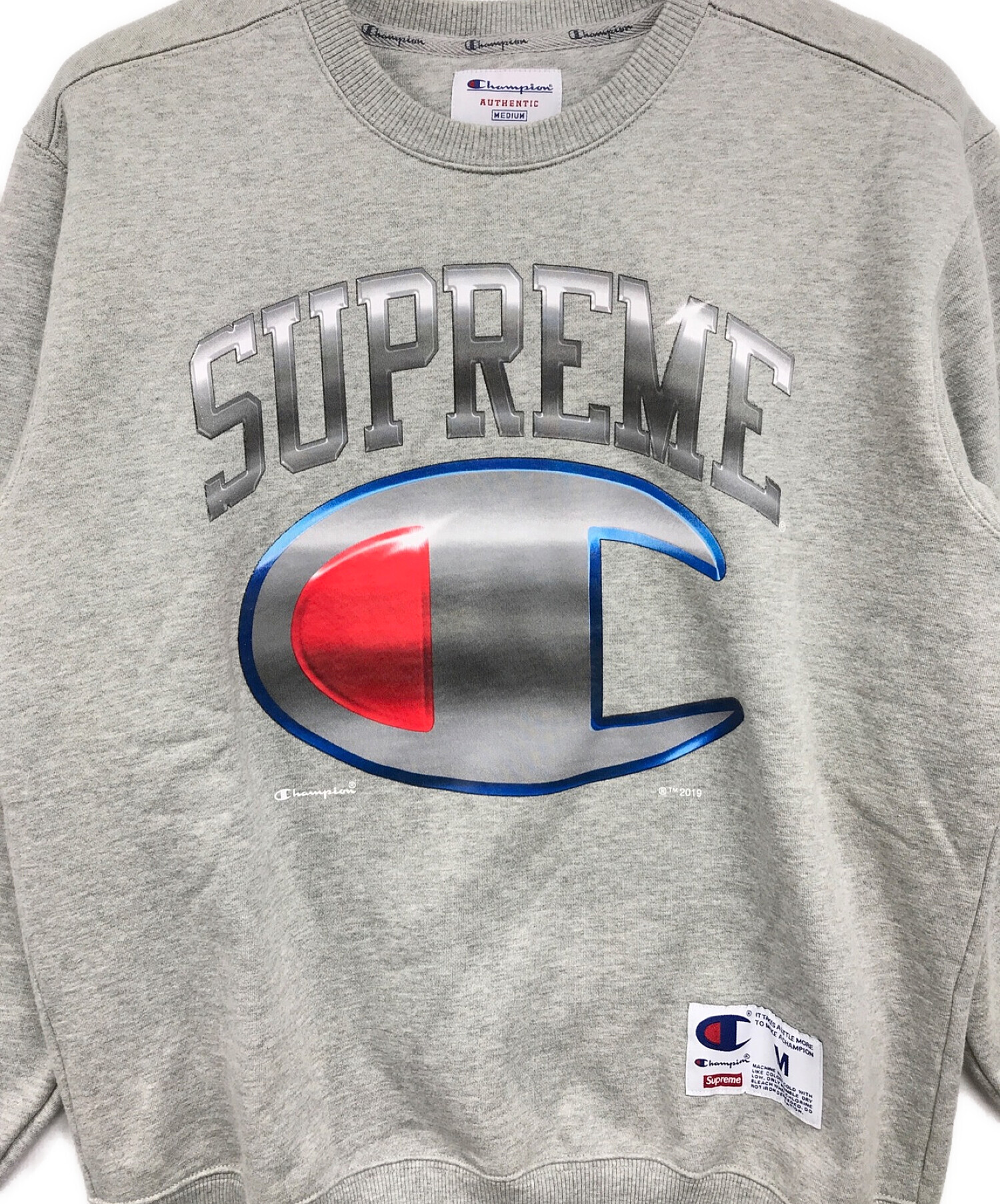 Supreme (シュプリーム) Champion (チャンピオン) Chrome Crewneck グレー サイズ:Ⅿ