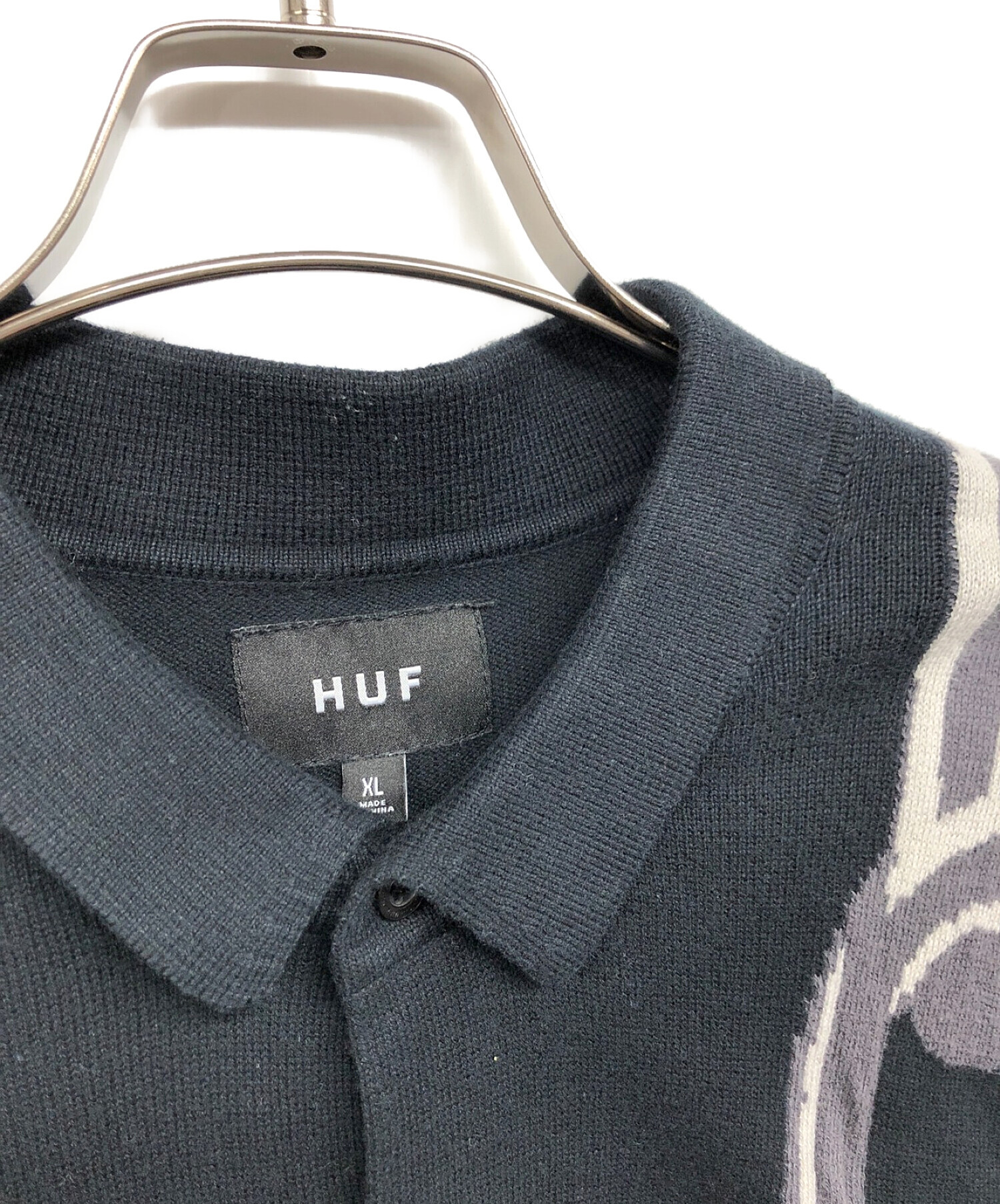 中古・古着通販】HUF (ハフ) チェーンリンクニットセーター ブラック