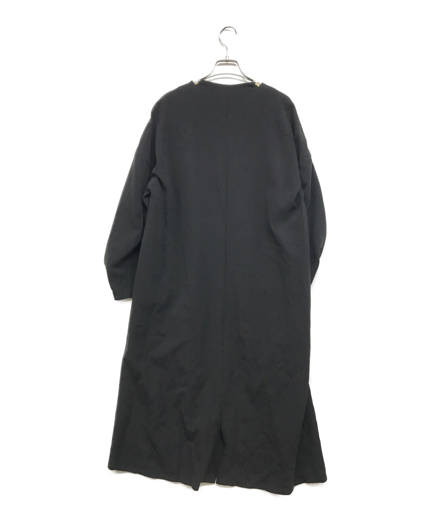 ENFOLD (エンフォルド) スポンジダブルクロススリットVネックドレス ブラック サイズ:38