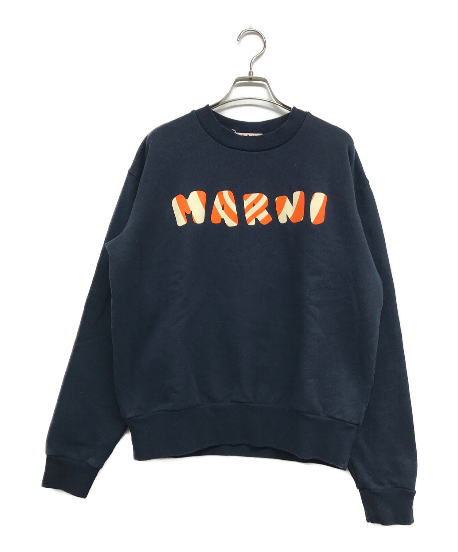 MARNI (マルニ) コットンロゴクルーネックスウェット ネイビー サイズ:44