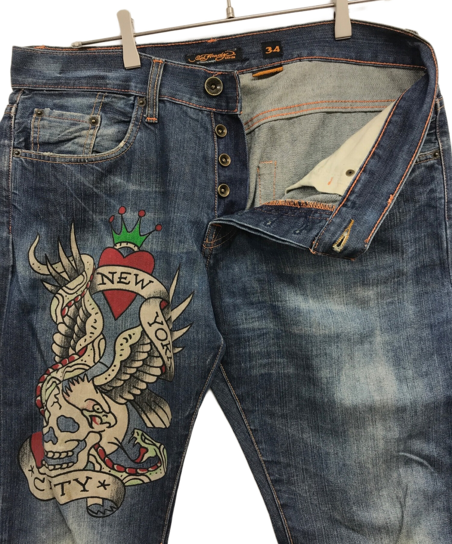 中古・古着通販】ED HARDY (エド ハーディー) 刺繍×プリントデニムパンツ ブルー サイズ:W34｜ブランド・古着通販  トレファク公式【TREFAC FASHION】スマホサイト