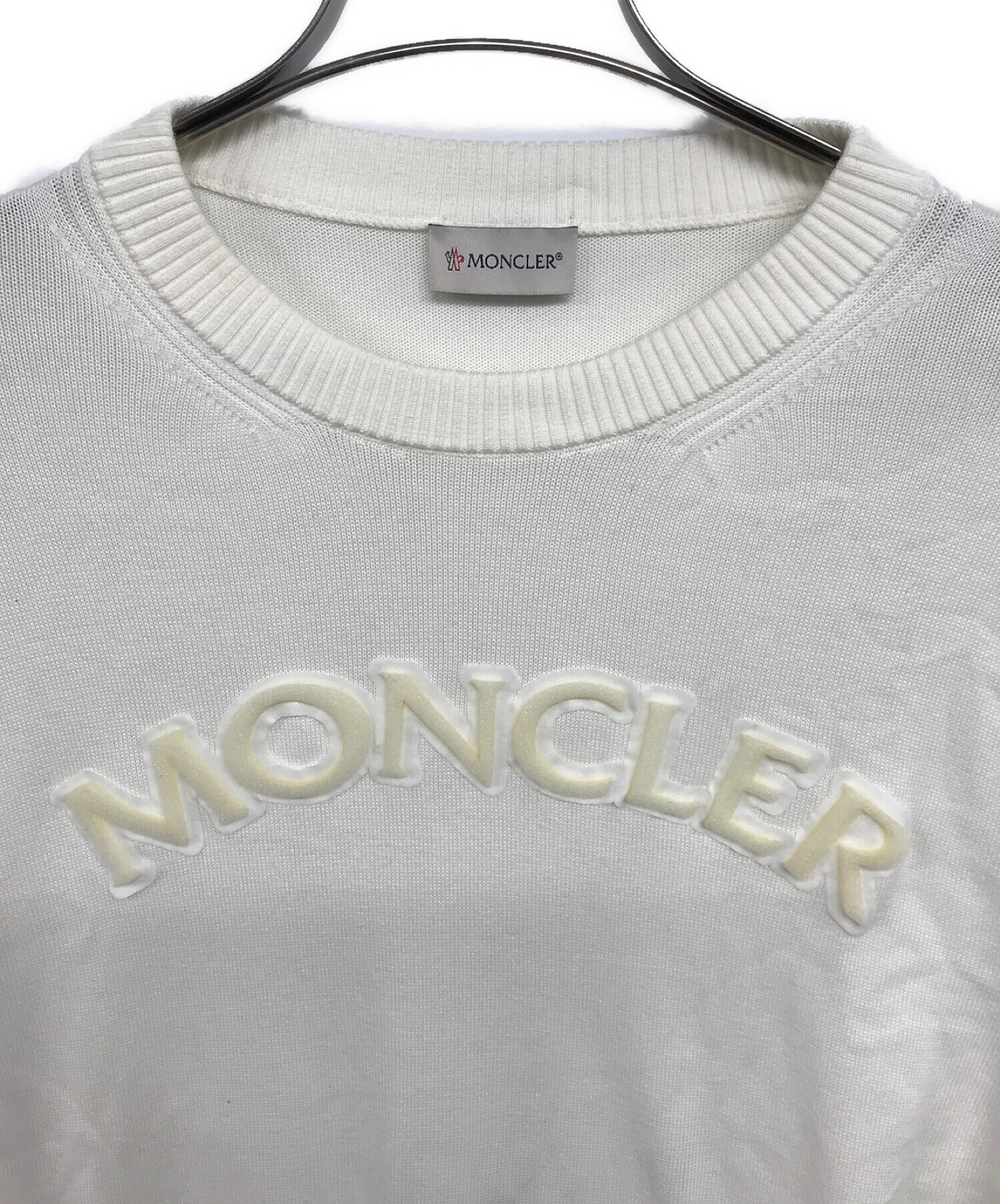 中古・古着通販】MONCLER (モンクレール) Logo Embossed Cotton Knit ホワイト サイズ:L｜ブランド・古着通販  トレファク公式【TREFAC FASHION】スマホサイト