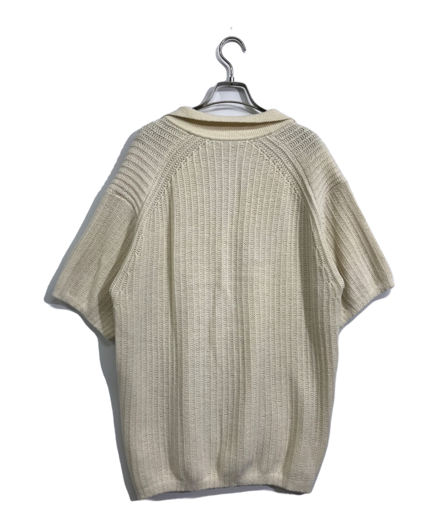 AURALEE (オーラリー) BRUSHED COTTON WOOL RIB KNIT SKIPPER POLO アイボリー サイズ:4