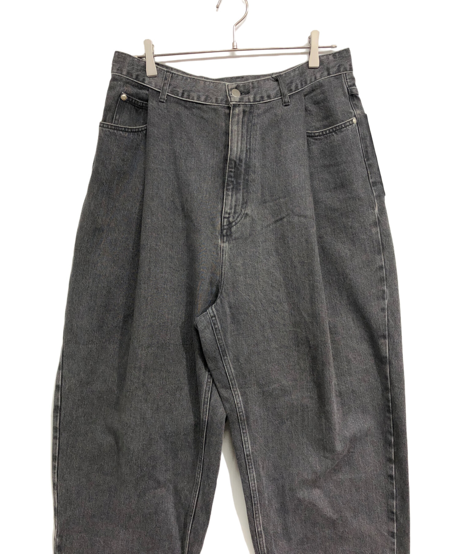 URU (ウル) COTTON DENIM TUCK PANTS ブラック サイズ:2