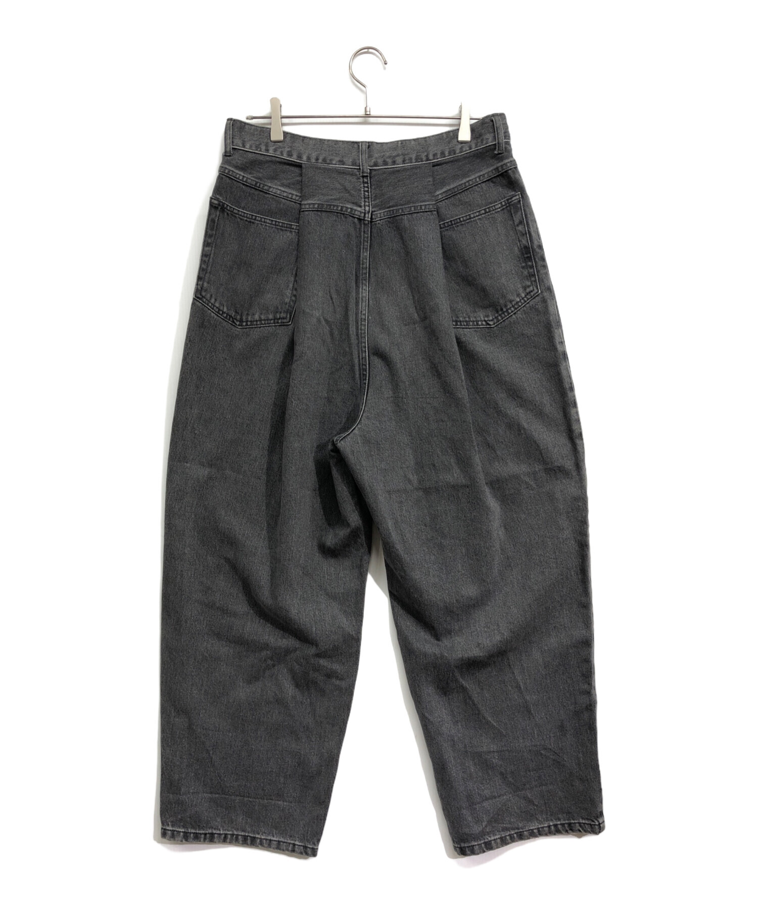 中古・古着通販】URU (ウル) COTTON DENIM TUCK PANTS ブラック サイズ:2｜ブランド・古着通販  トレファク公式【TREFAC FASHION】スマホサイト