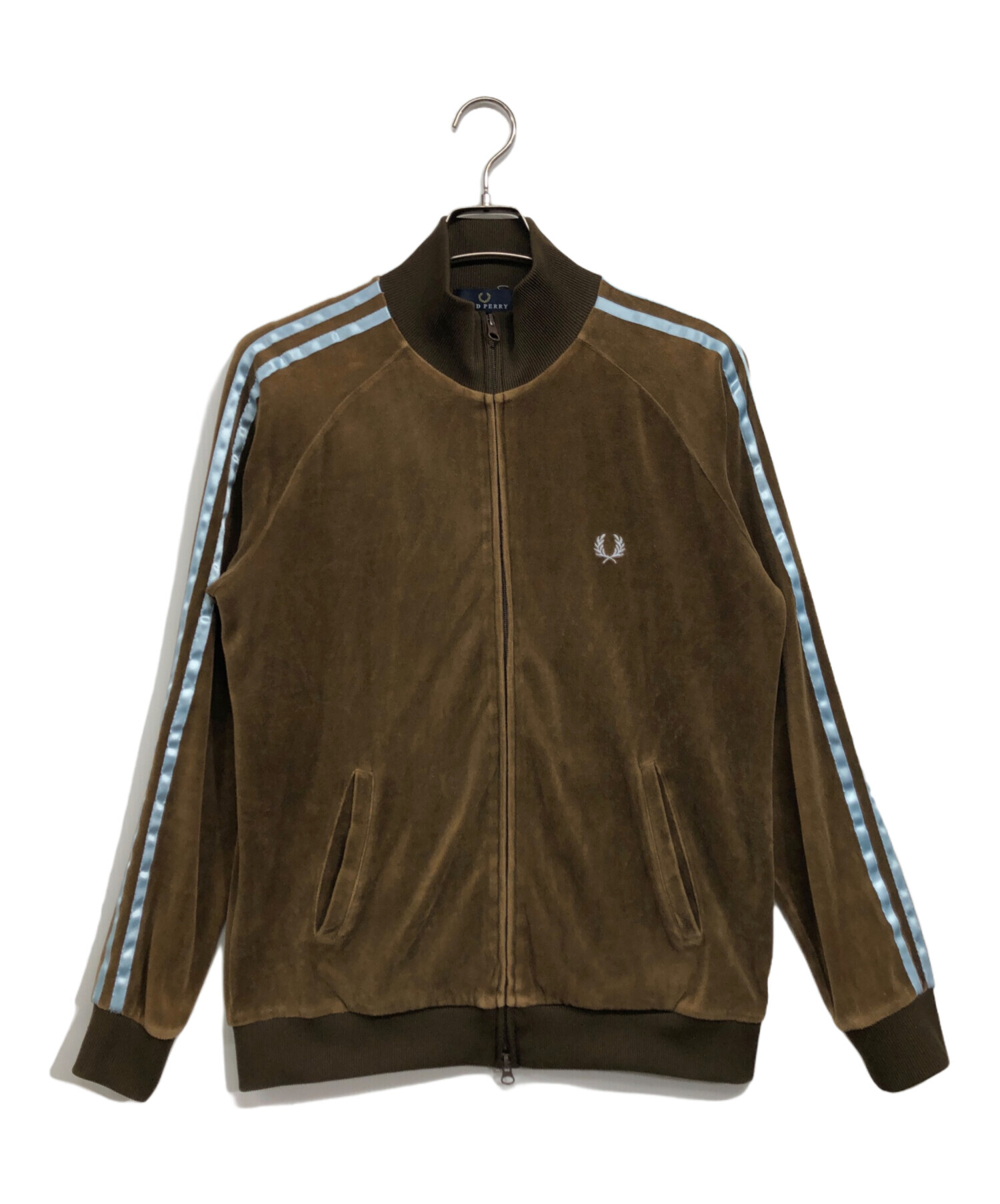 FRED PERRY (フレッドペリー) ベロアトラックジャケット ブルー×ブラウン サイズ:L