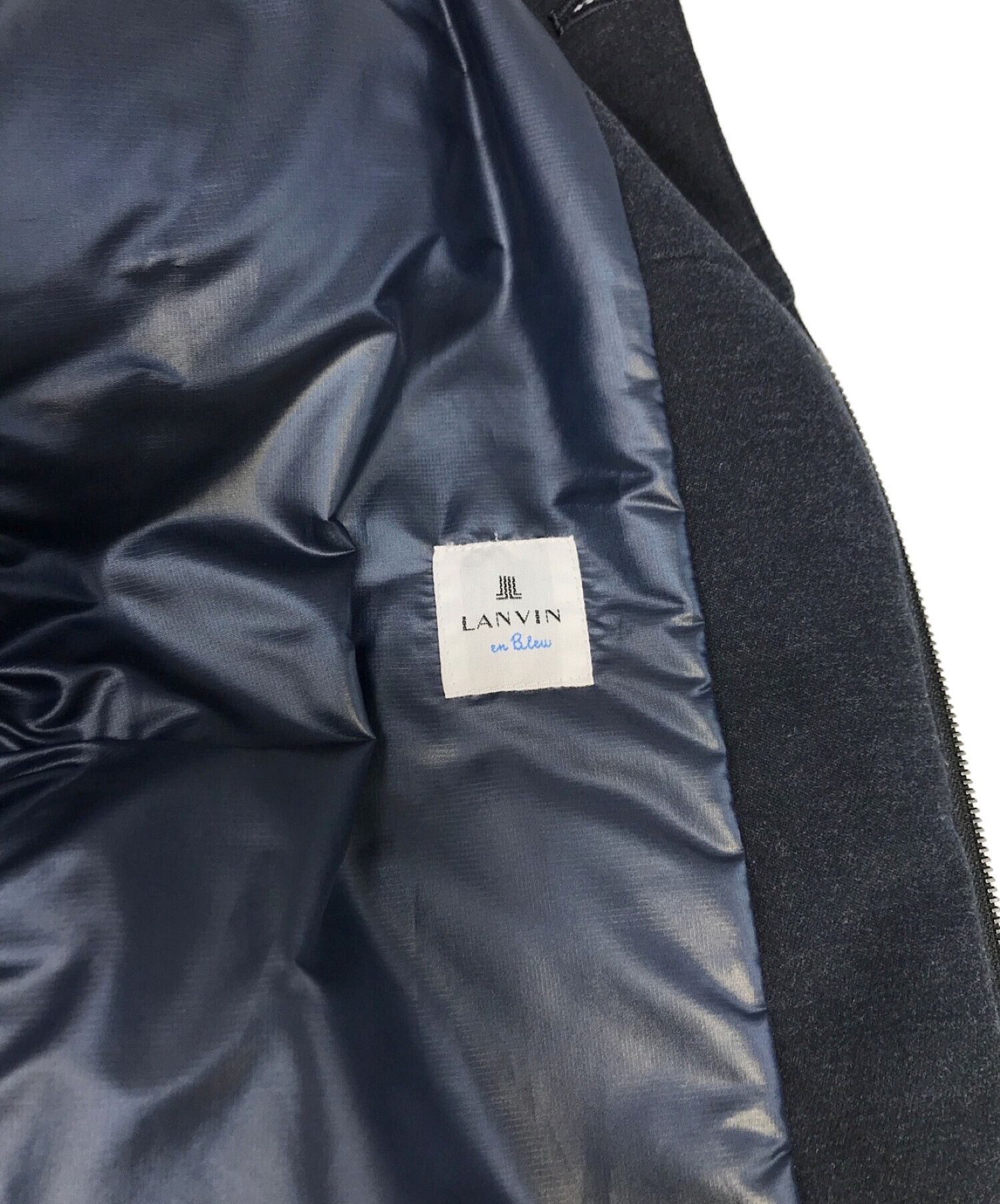 LANVIN en Bleu (ランバンオンブルー) 異素材切替ジャケット ブラック×グレー サイズ:48