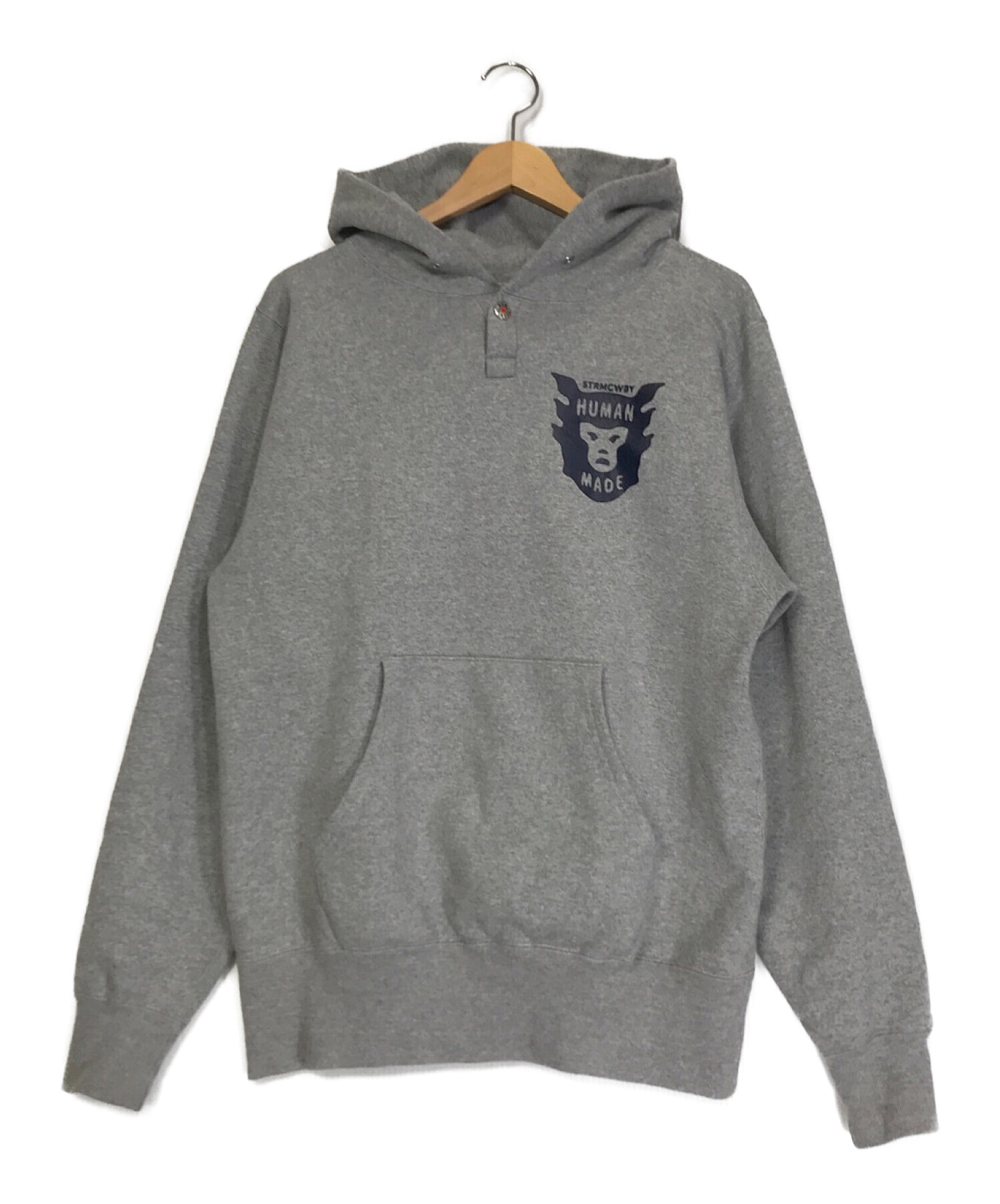 HUMAN MADE (ヒューマンメイド) SNAP COLLAR HOODED SWEATSHIRT グレー サイズ:S