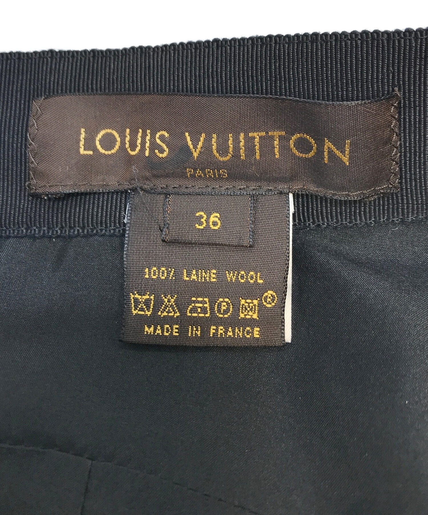 LOUIS VUITTON (ルイ ヴィトン) ウールシルクスカート ブラック サイズ:36