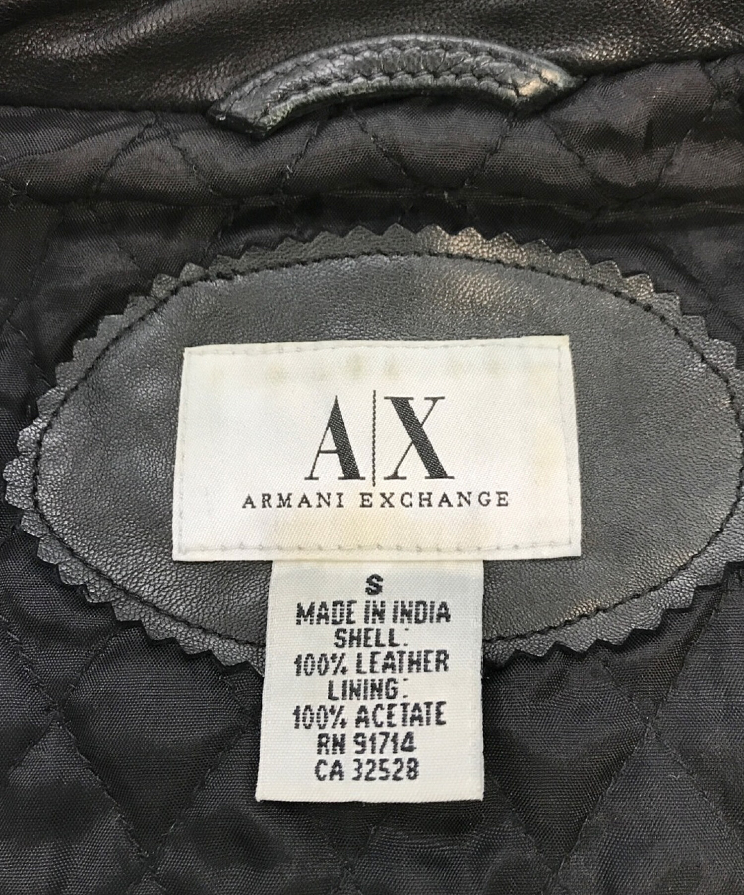 ARMANI EXCHANGE (アルマーニ エクスチェンジ) ジップアップレザージャケット ブラック サイズ:S