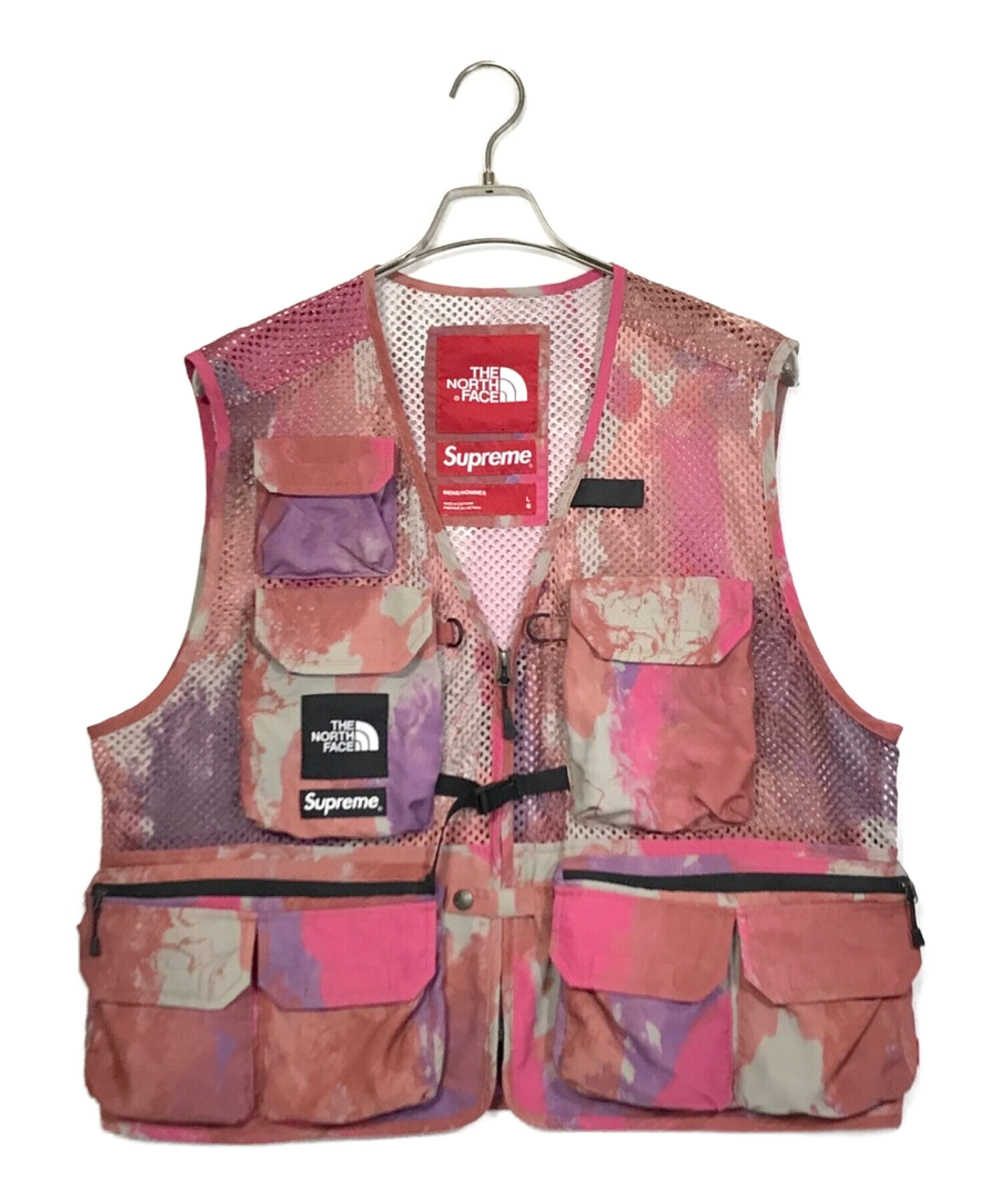 SUPREME×THE NORTH FACE (シュプリーム × ザノースフェイス) Cargo Vest Multi Print ピンク×パープル  サイズ:L