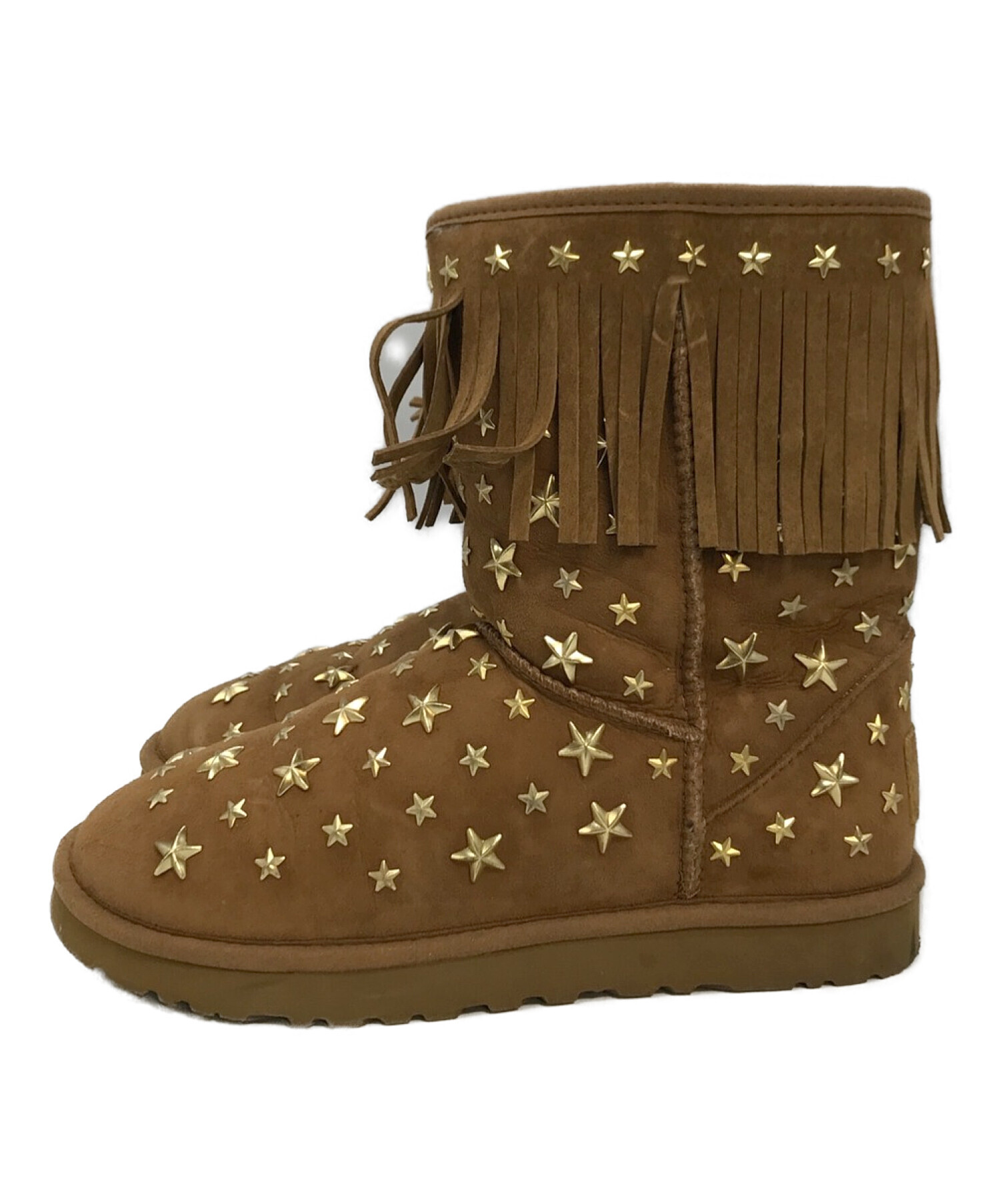 JIMMY CHOO×UGG (ジミーチュウ×アグ) スタースタッズ ムートンブーツ チェスナット×ゴールド サイズ:25