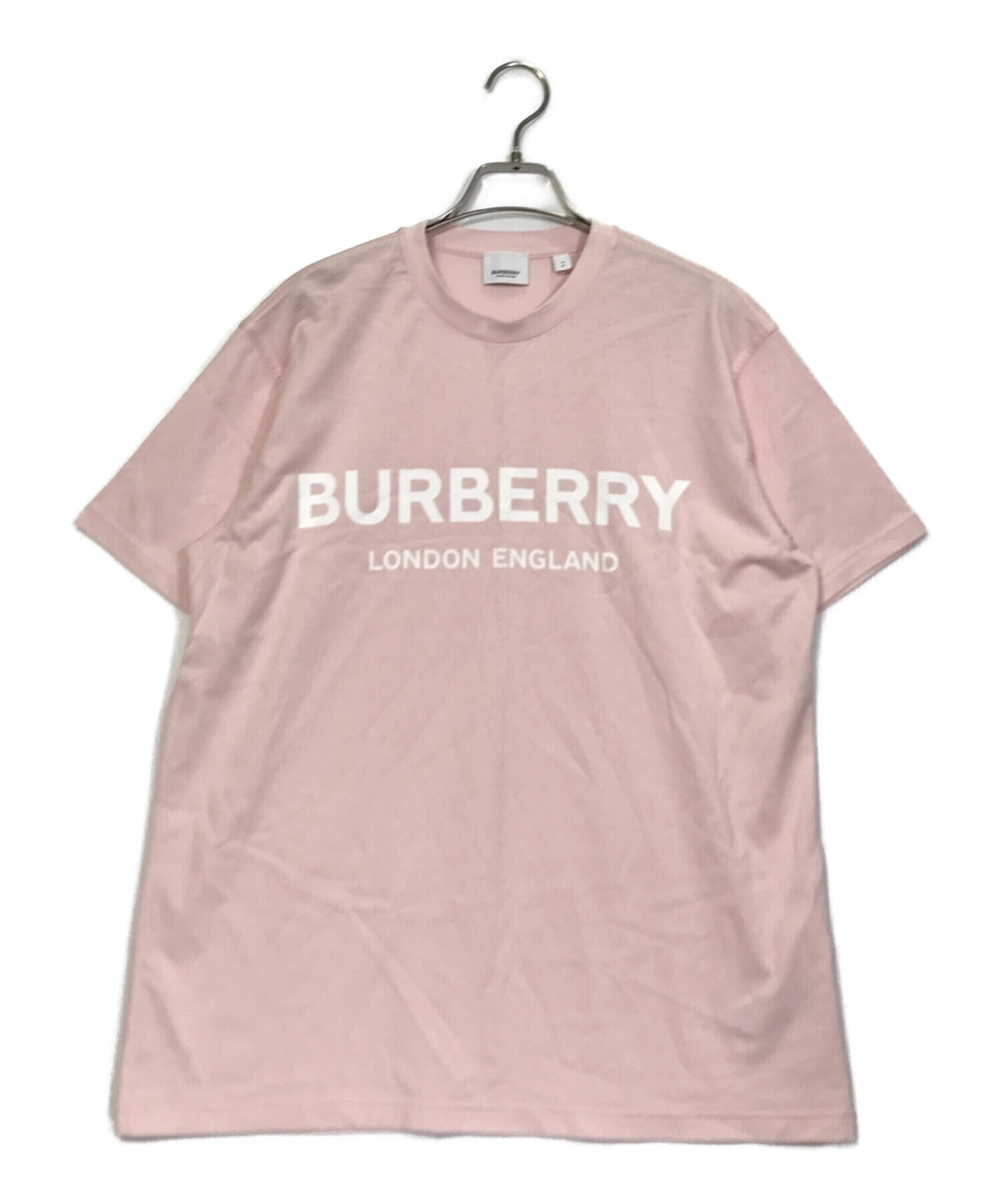 BURBERRY LONDON ENGLAND (バーバリー ロンドン イングランド) ロゴプリントクルーネックTシャツ ピンク サイズ:S