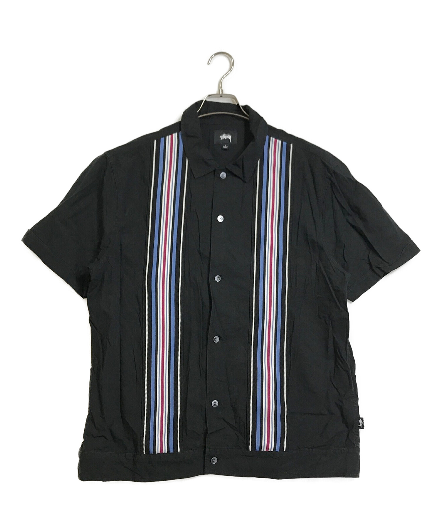 stussy (ステューシー) Striped Knit Panel Shirt ブラック サイズ:L