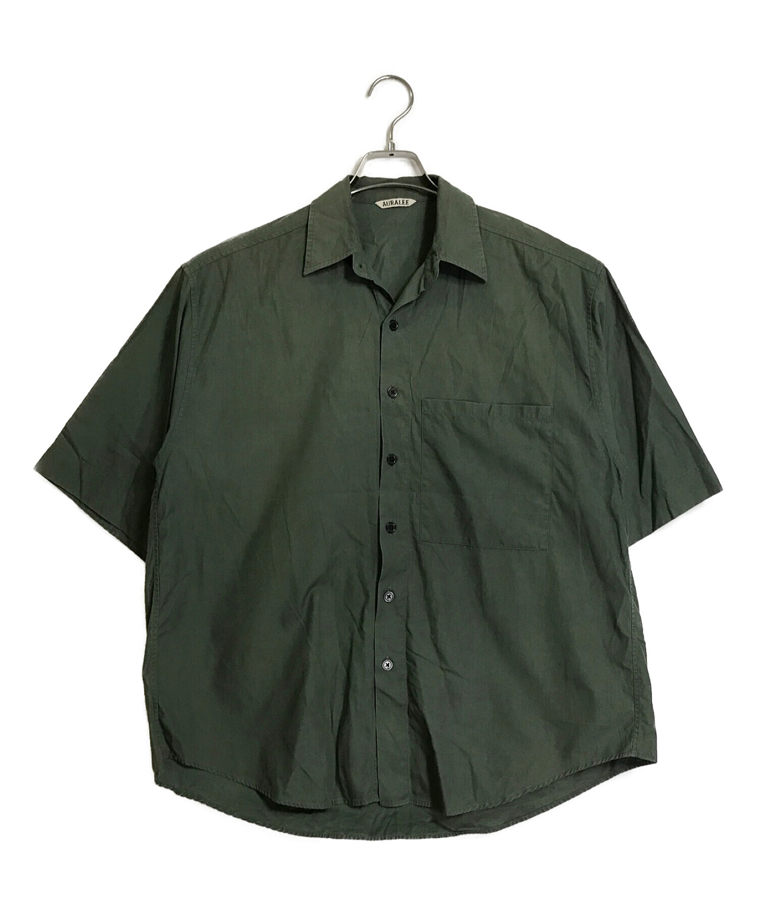 AURALEE (オーラリー) WASHED FINX TWILL HALF SLEEVED BIG SHIRTS グリーン サイズ:3