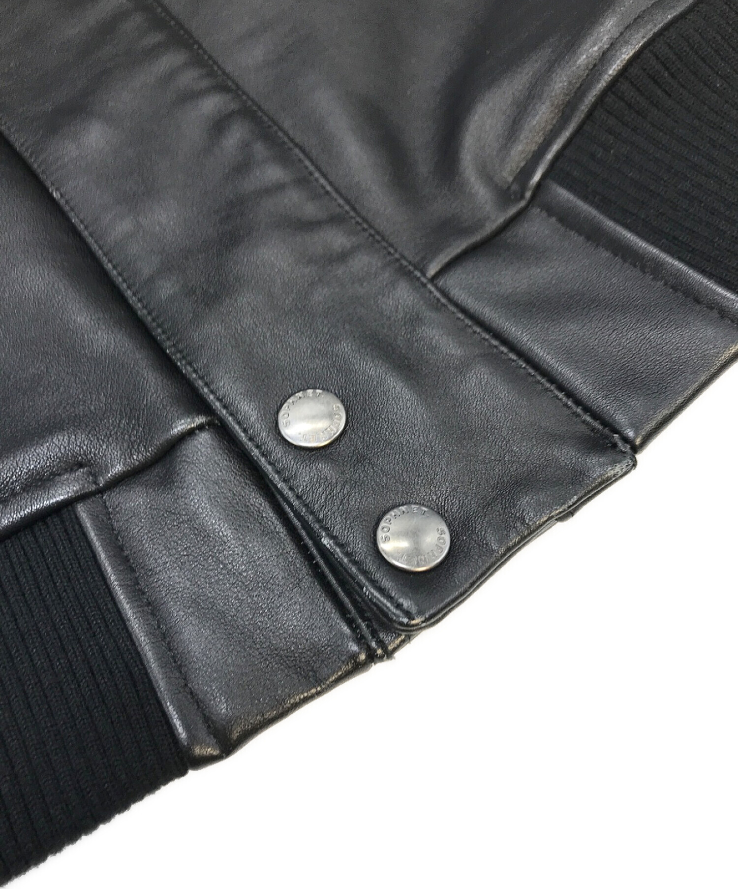 SOPHNET. (ソフネット) LEATHER STAND COLLAR JACKET ブラック サイズ:XL