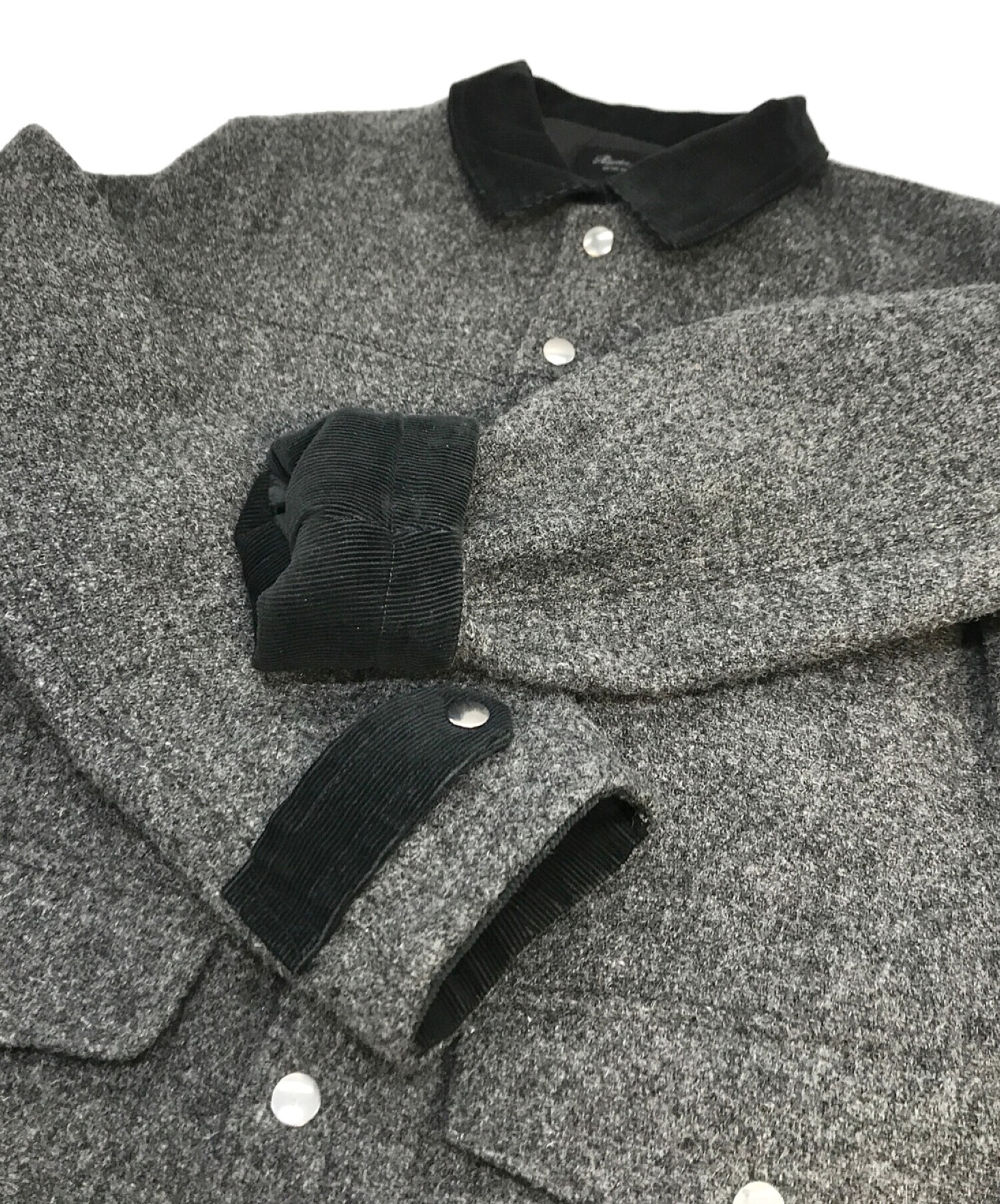 Rhythm of Life UNITED ARROWS × HARRIS TWEED (リズムオブライフ ユナイテッドアローズ × ハリスツイード)  コーデュロイカラー ウールシャツジャケット グレー サイズ:M