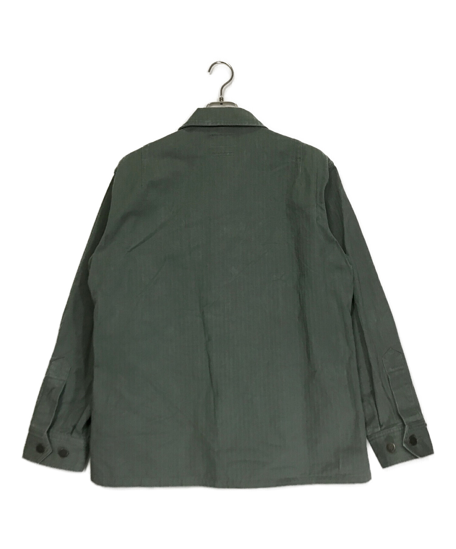 BEAMS PLUS (ビームスプラス) ヘリンボーン ミリタリーシャツジャケット グリーン サイズ:S