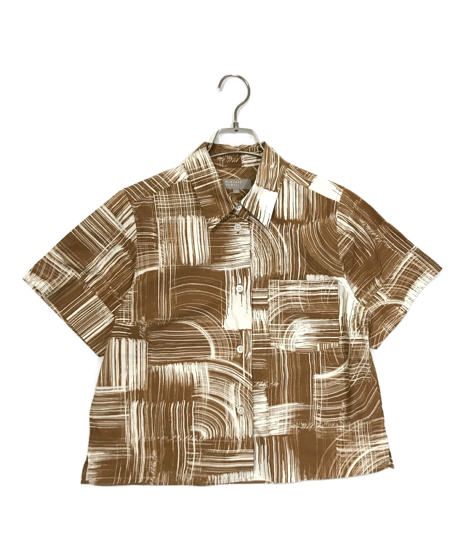 MARGARET HOWELL (マーガレットハウエル) PAINT PRINT COTTON SHIRT ブラウン サイズ:1