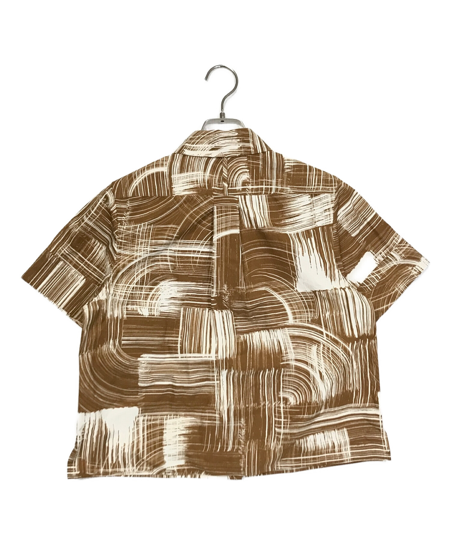 MARGARET HOWELL (マーガレットハウエル) PAINT PRINT COTTON SHIRT ブラウン サイズ:1