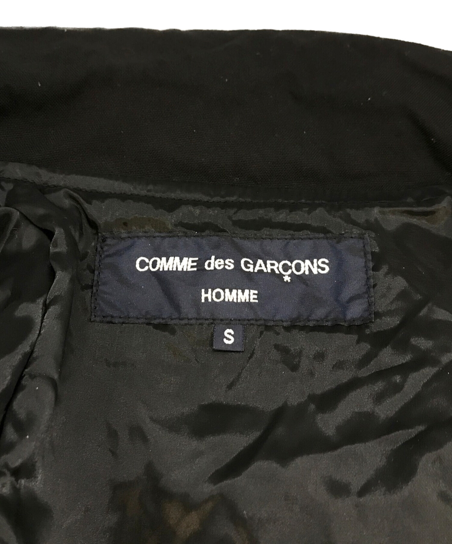 COMME des GARCONS HOMME (コムデギャルソン オム) 縮絨 ナイロンライダースジャケット ブラック サイズ:S