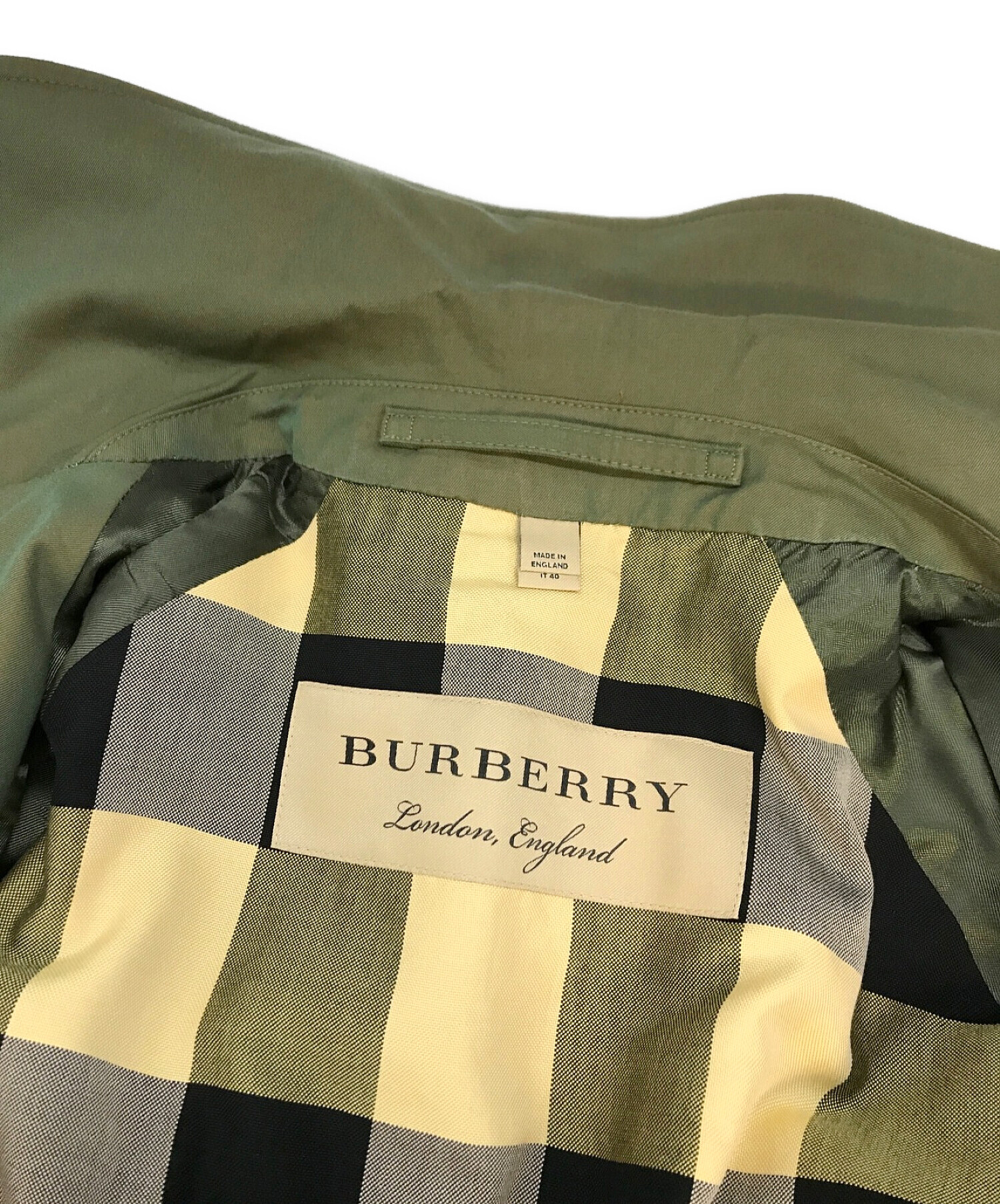 BURBERRY LONDON ENGLAND (バーバリー ロンドン イングランド) Foxriver 玉蟲 ベルテッドトレンチコート オリーブ  サイズ:40