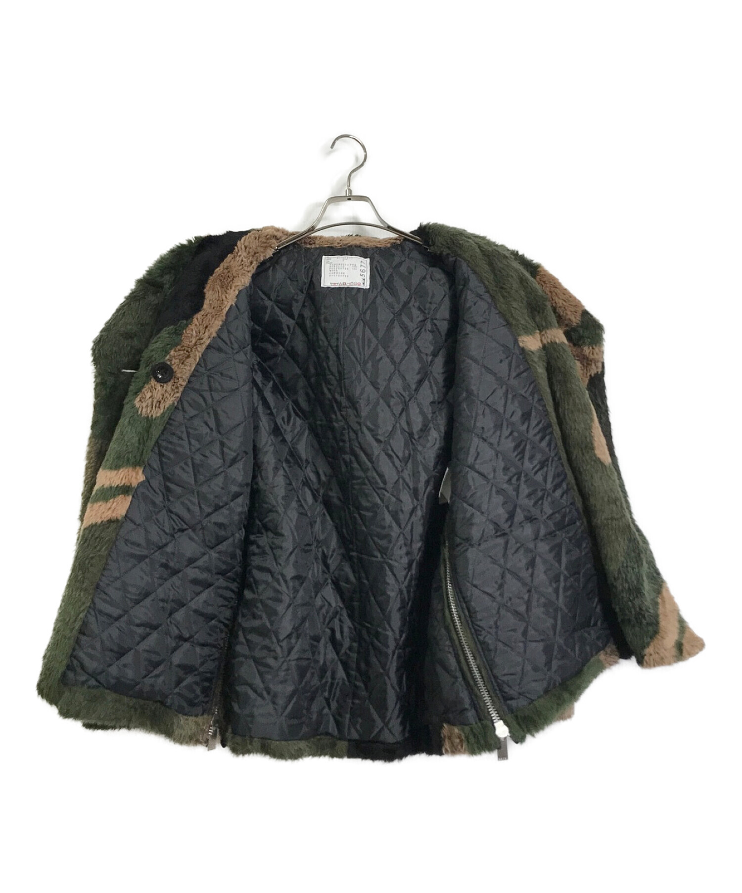 sacai (サカイ) KAWS (カウズ) Jacquard Faux Fur Coat/カウズジャガードファージャケット グリーン サイズ:2