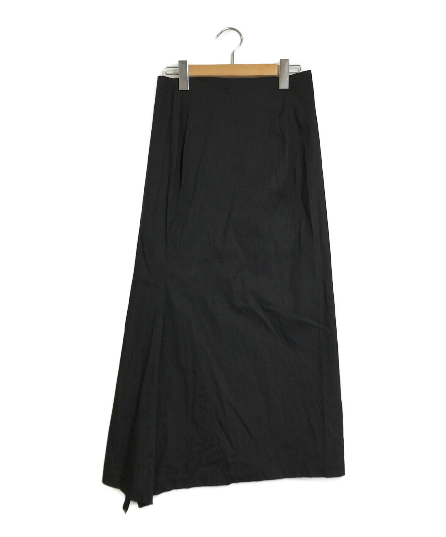YOHJI YAMAMOTO (ヨウジヤマモト) リネンブレンドロングスカート ブラック サイズ:1