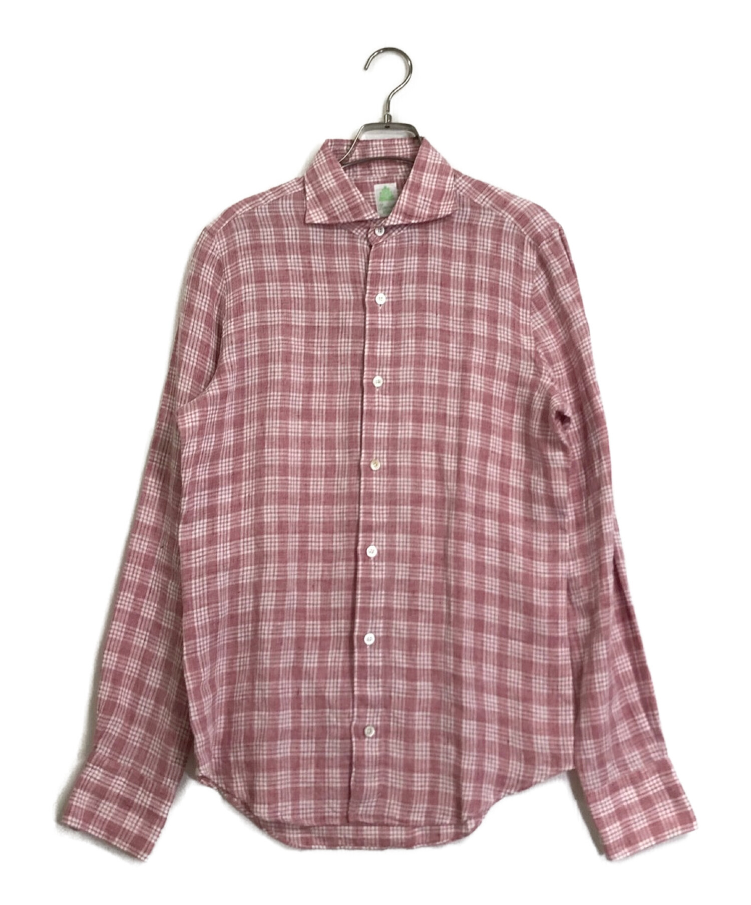 finamore (フィナモレ) ワイドカラーリネンシャツ ピンク サイズ:S