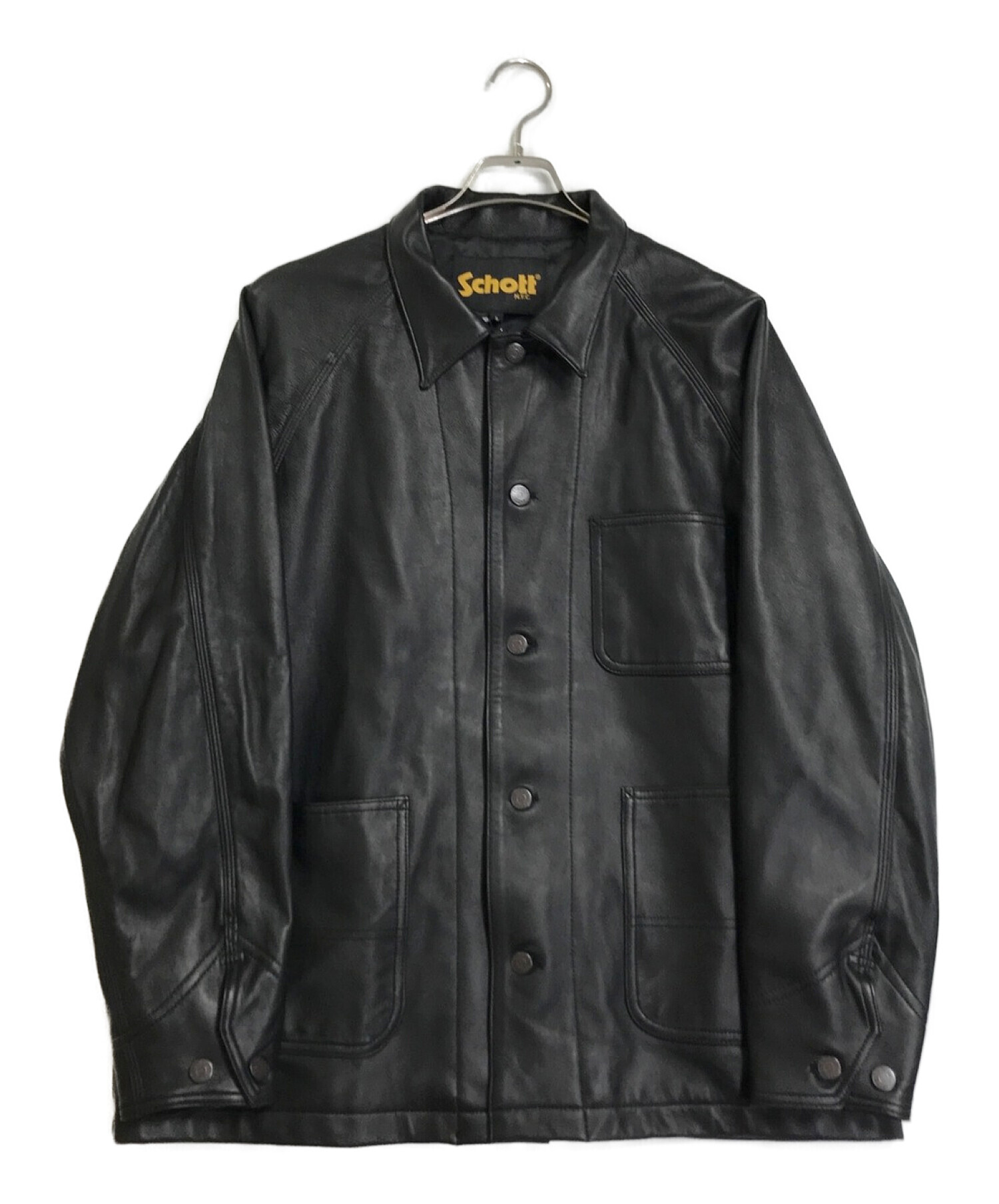 shott (ショット) JOURNAL STANDARD (ジャーナルスタンダード) 別注 LEATHER COVERALL ブラック サイズ:L  未使用品