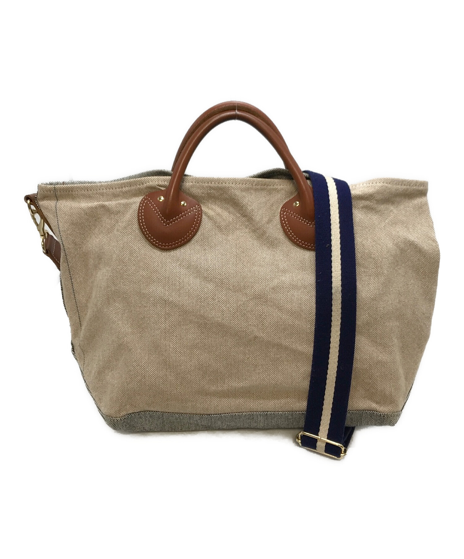 YOUNG & OLSEN The DRYGOODS STORE (ヤングアンドオルセン ザ ドライグッズストア) ASH CANVAS  SHOULDER TOTE S ベージュ×グレー