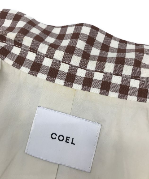 COEL (コエル) ギンガムチェックビッグジャケット ブラウン×ホワイト サイズ:36
