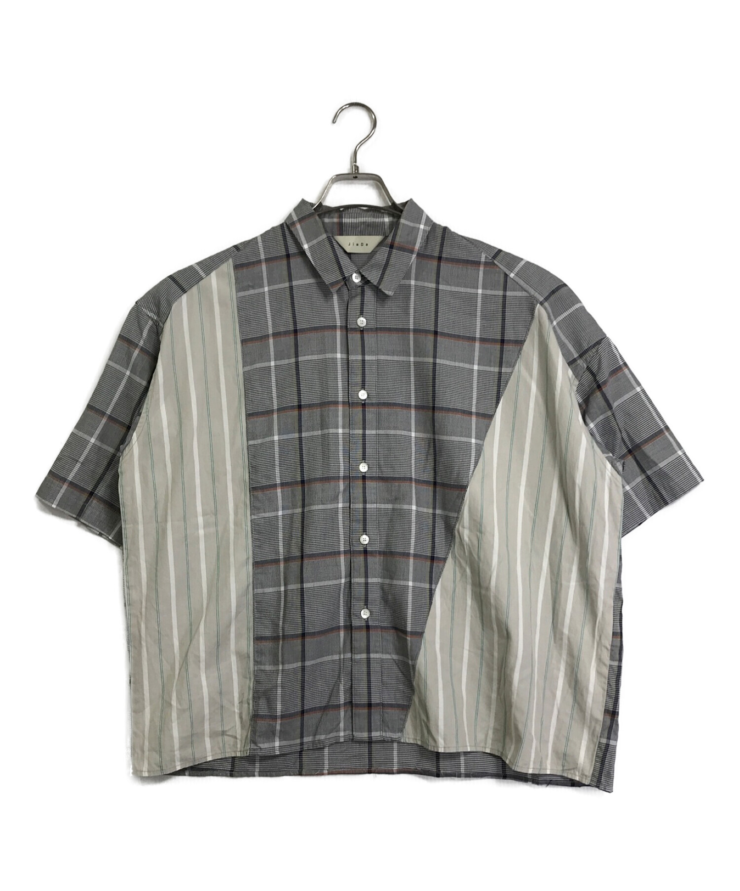 jieda (ジエダ) ASYMMETRY S/S SHIRT グレー×ベージュ サイズ:1