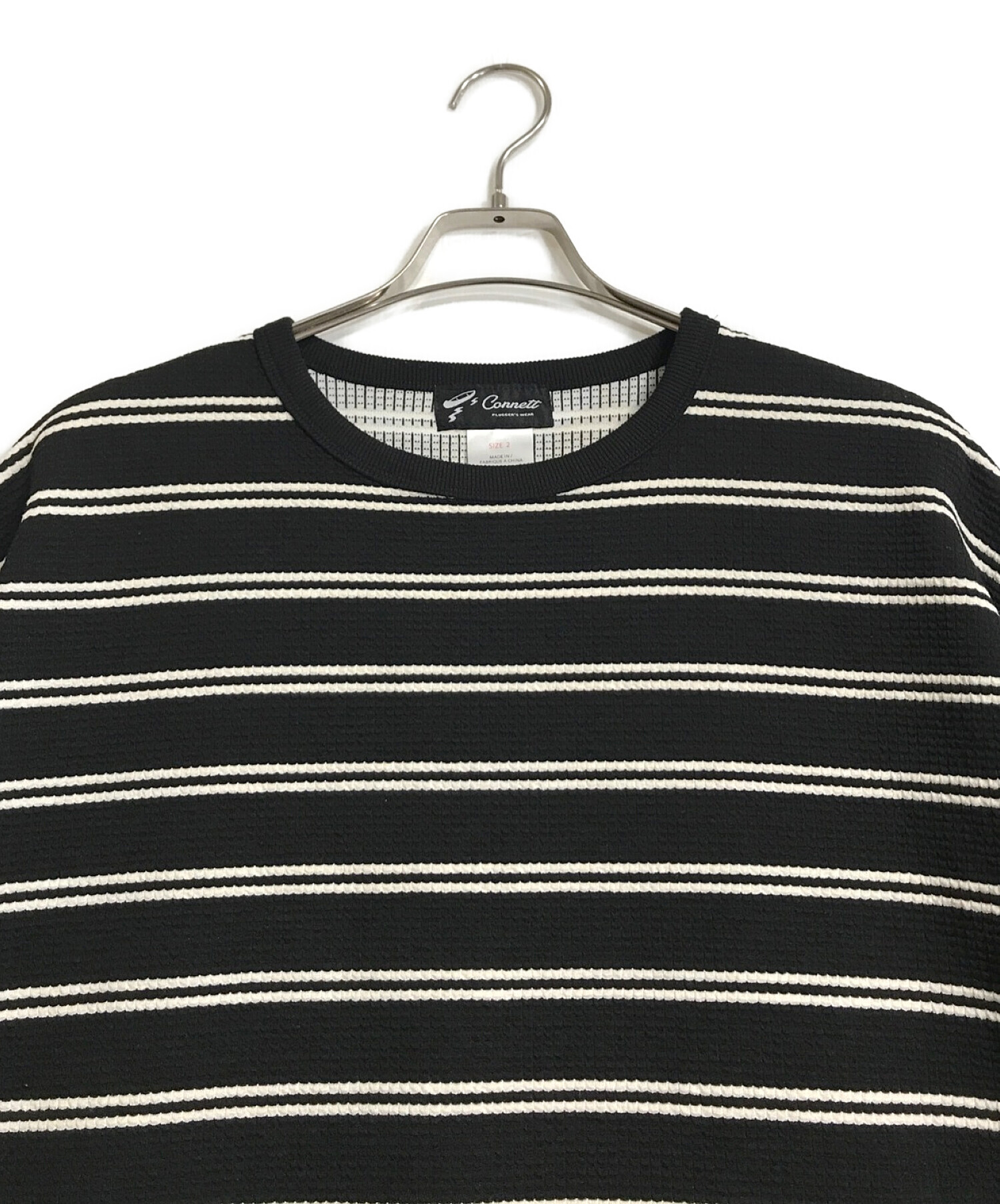 中古・古着通販】connett (コネット) COMFORTABLE BORDER TEE ブラック