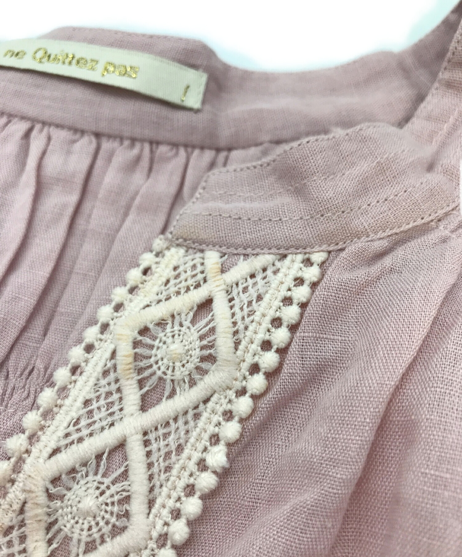 ne quittez pas (ヌキテパ) COTTON LINEN LACE BLOUSE ピンク サイズ:free