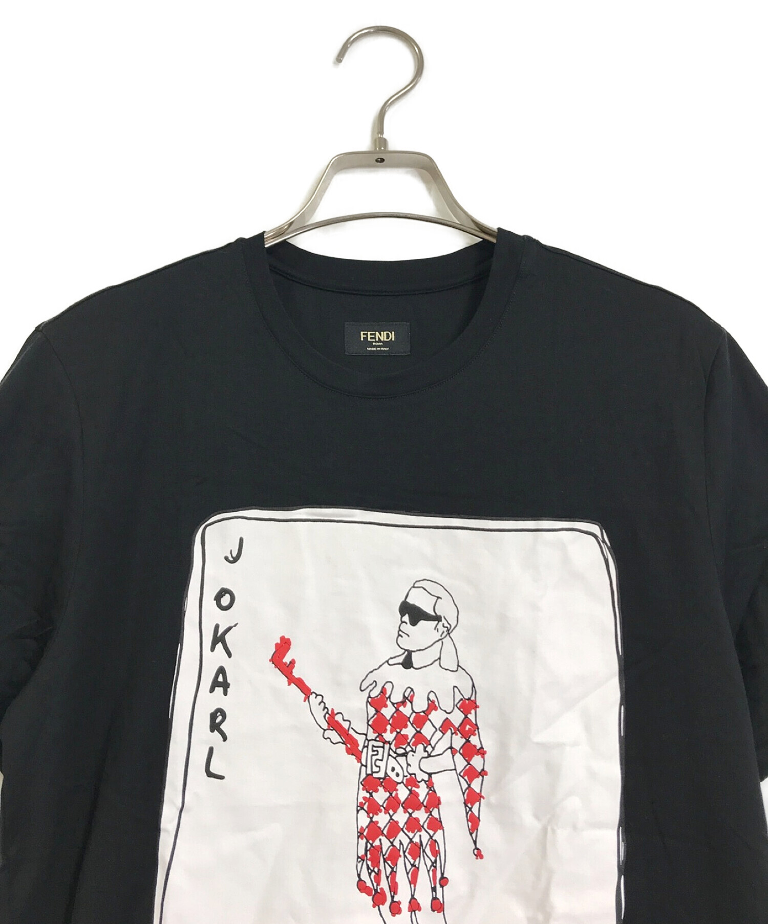 FENDI (フェンディ) Karl Lagerfeld (カール ラガーフェルド) JOKARLプリントTシャツ ブラック サイズ:XS