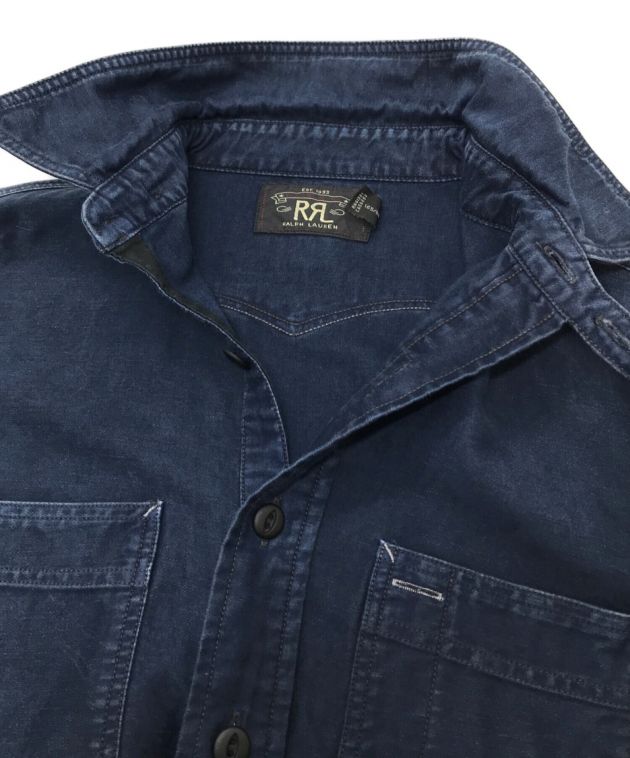 RRL (ダブルアールエル) リネン混プルオーバーワークシャツ ネイビー サイズ:XS