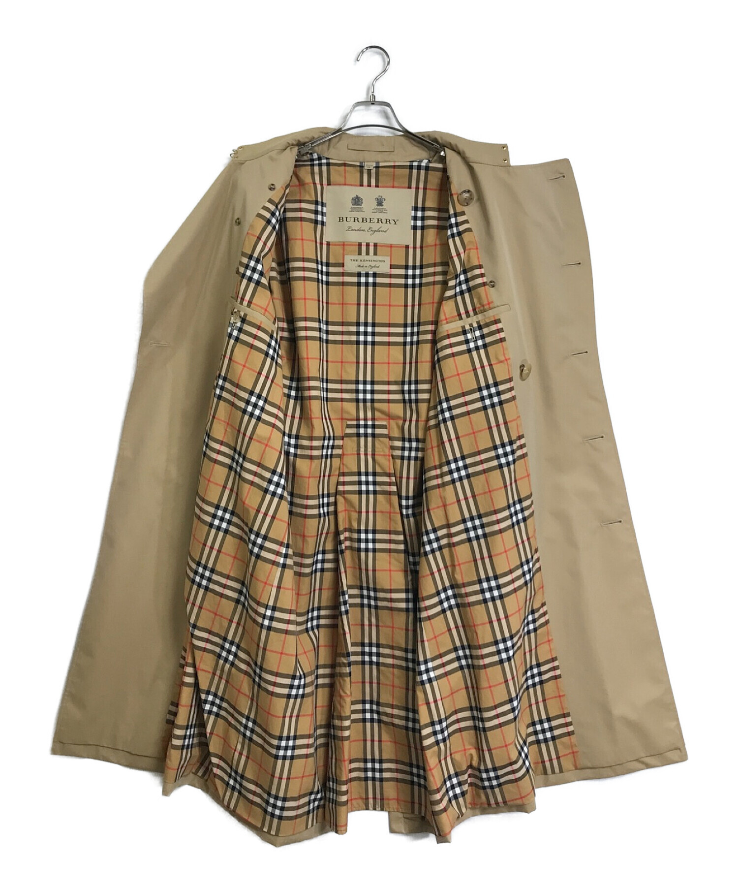 BURBERRY (バーバリー) THE KENSINGTON LONG裏ノバチェックロングトレンチコート ベージュ サイズ:48