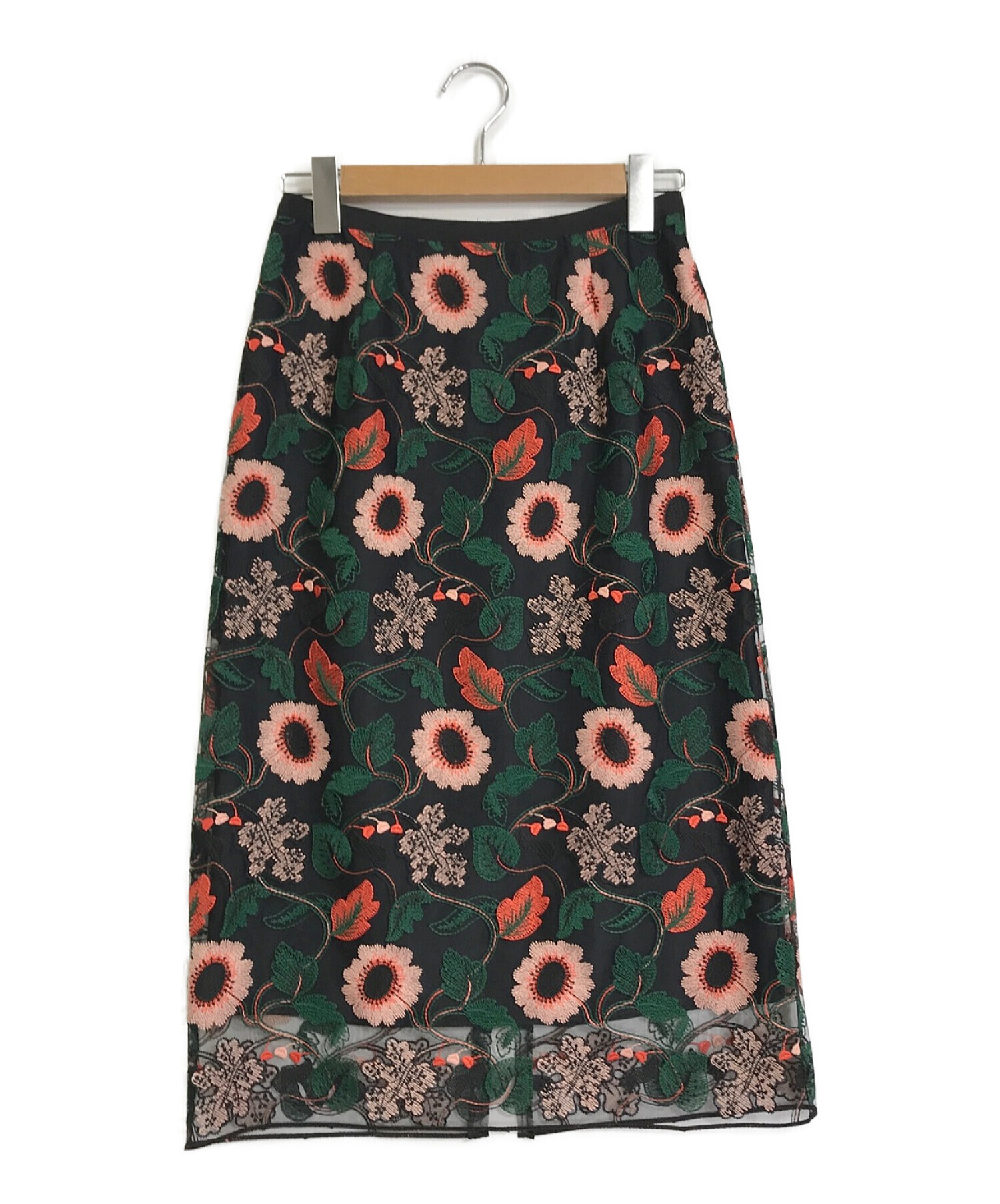 Loulou Willoughby (ルルウィルビー) フラワー刺繍スカート グリーン サイズ:2