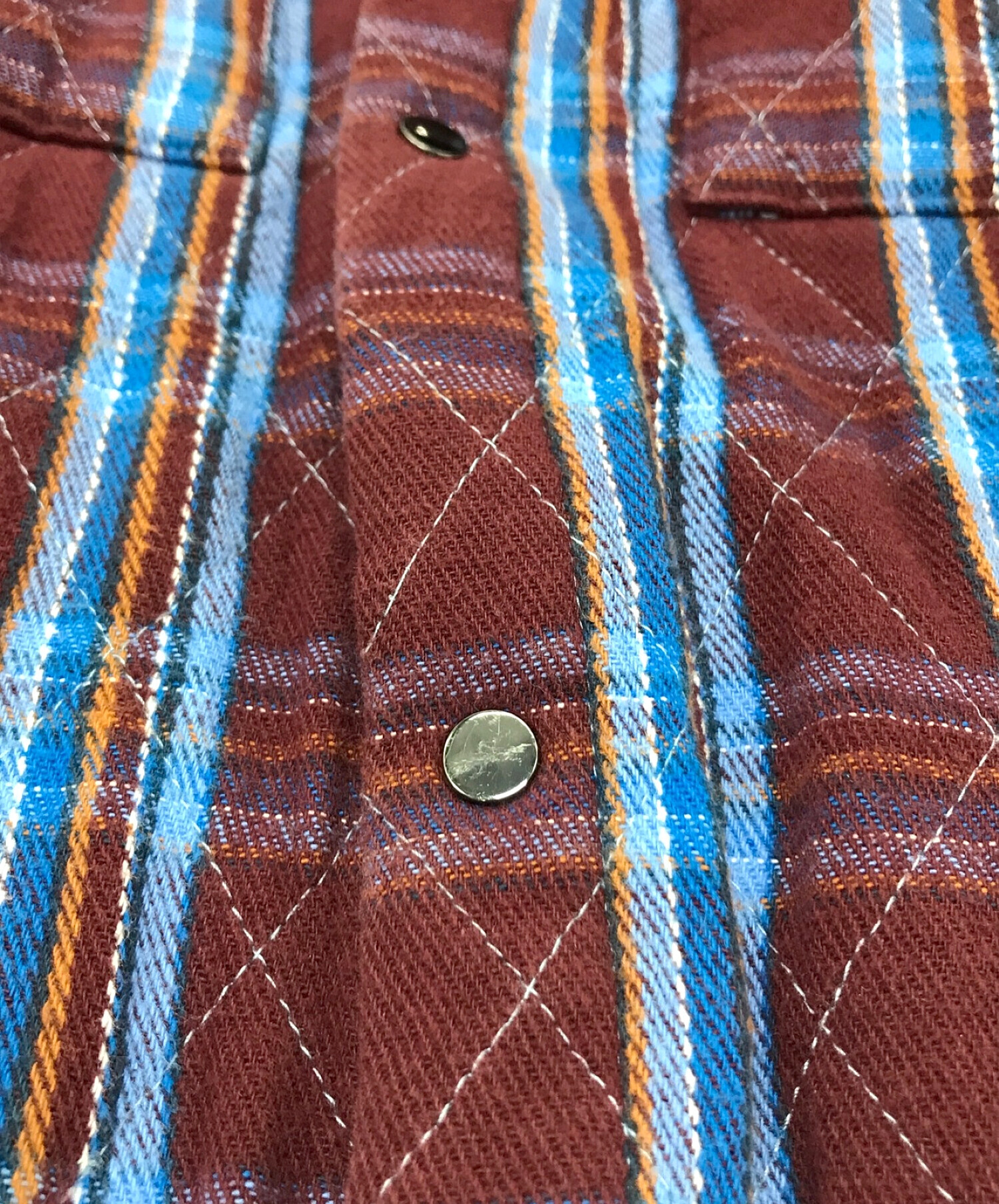 MLVINCE (メルヴィンス) QUILTED CHECK SHIRTS JACKET / キルティングチェックシャツジャケット パープル サイズ:L