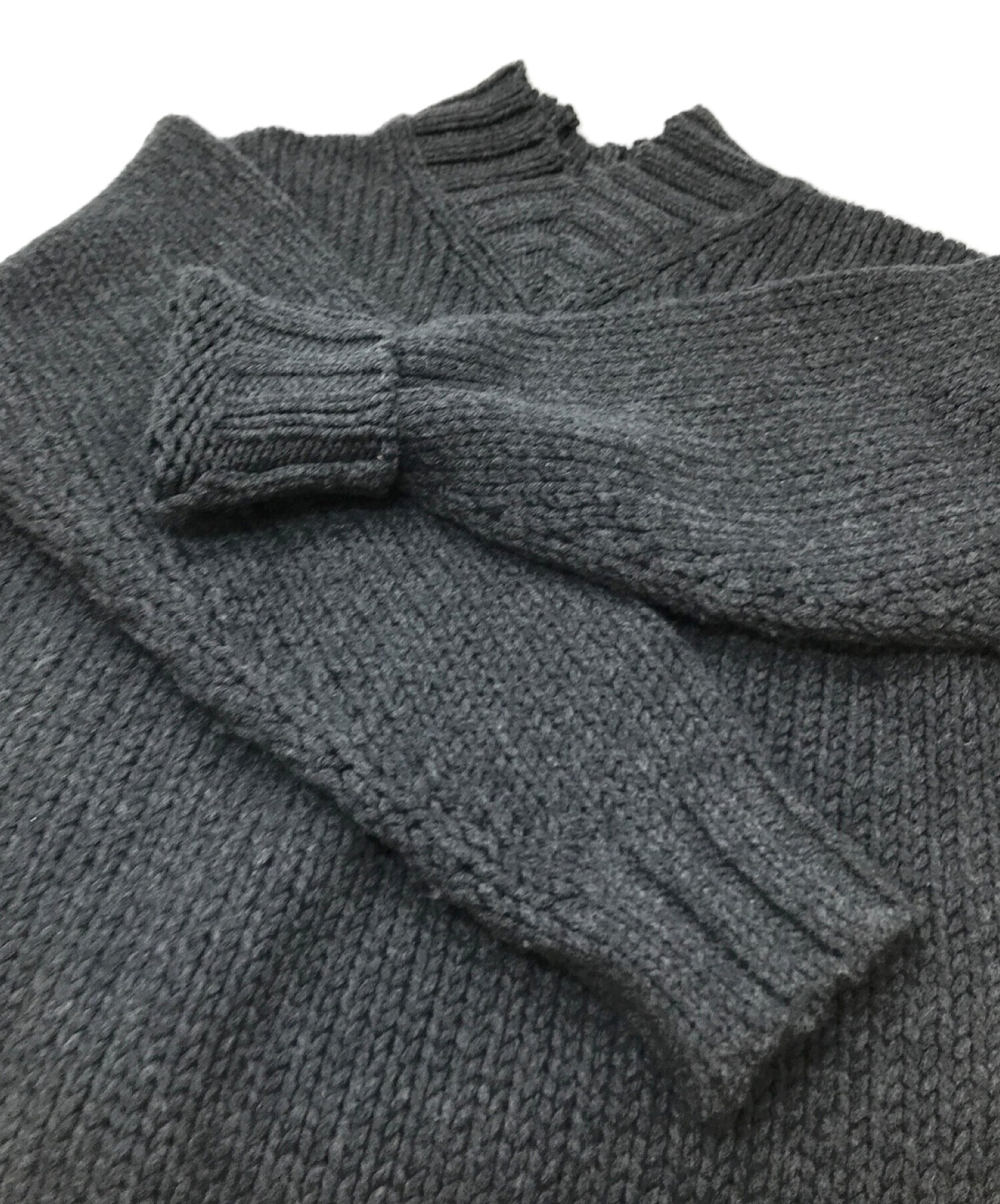 AURALEE (オーラリー) SUPER FINE WOOL AIRY KNIT V-NECK グレー サイズ:1