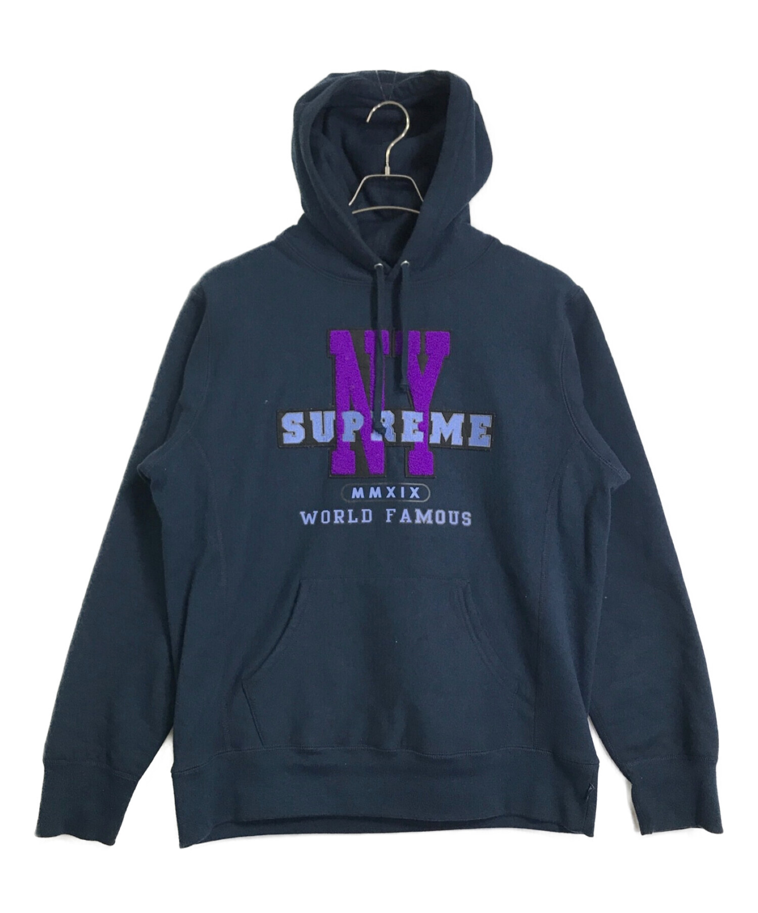 Supreme (シュプリーム) 19AW NYワッペンスウェットパーカー/NY Hooded Sweatshirt ネイビー サイズ:M