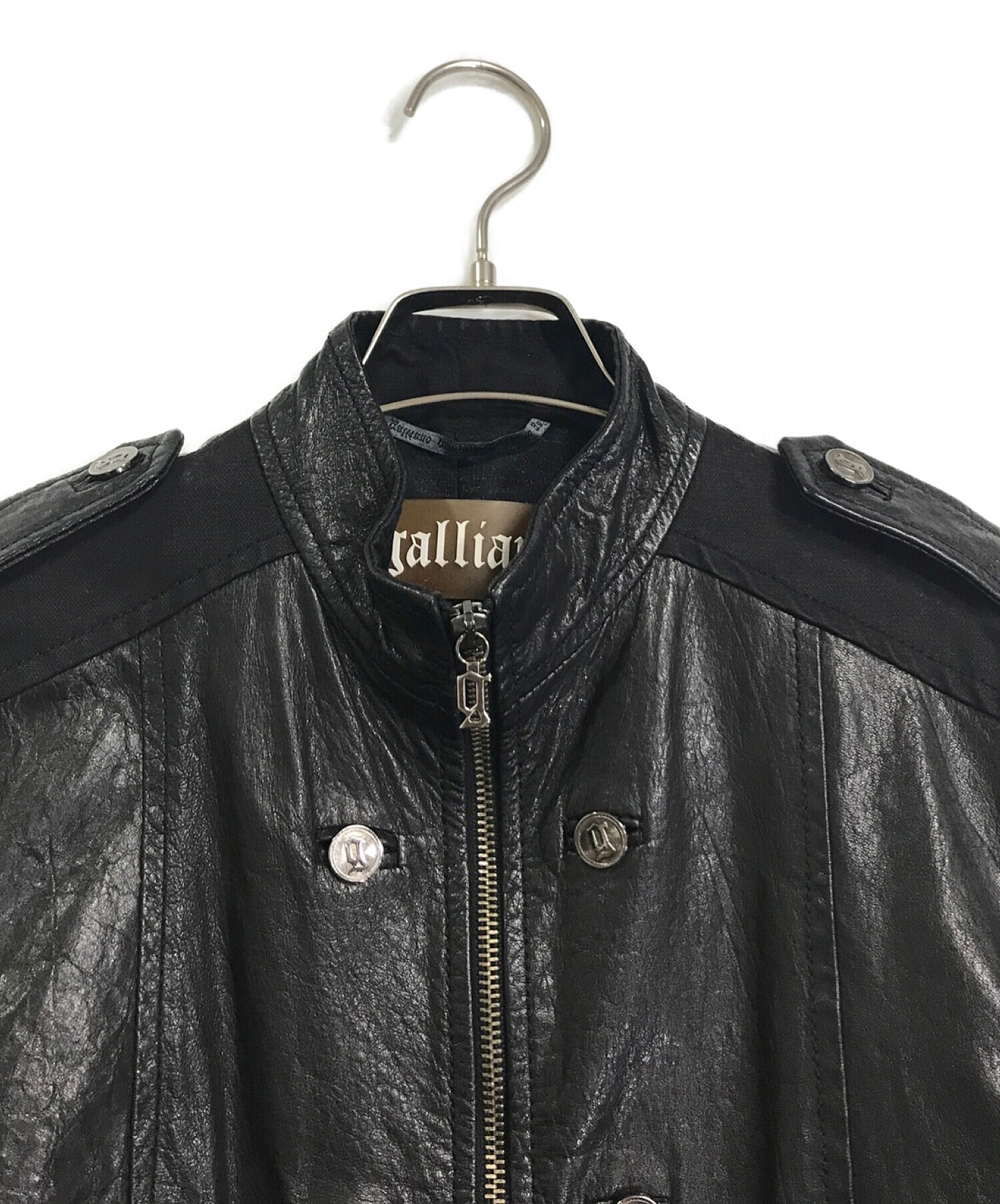 中古・古着通販】GALLIANO (ガリアーノ) レザージャケット ブラック