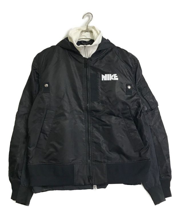 中古・古着通販】NIKE (ナイキ) sacai (サカイ) MA-1/レイヤードフードボンバージャケット ブラック×ホワイト サイズ:M｜ブランド・古着通販  トレファク公式【TREFAC FASHION】スマホサイト