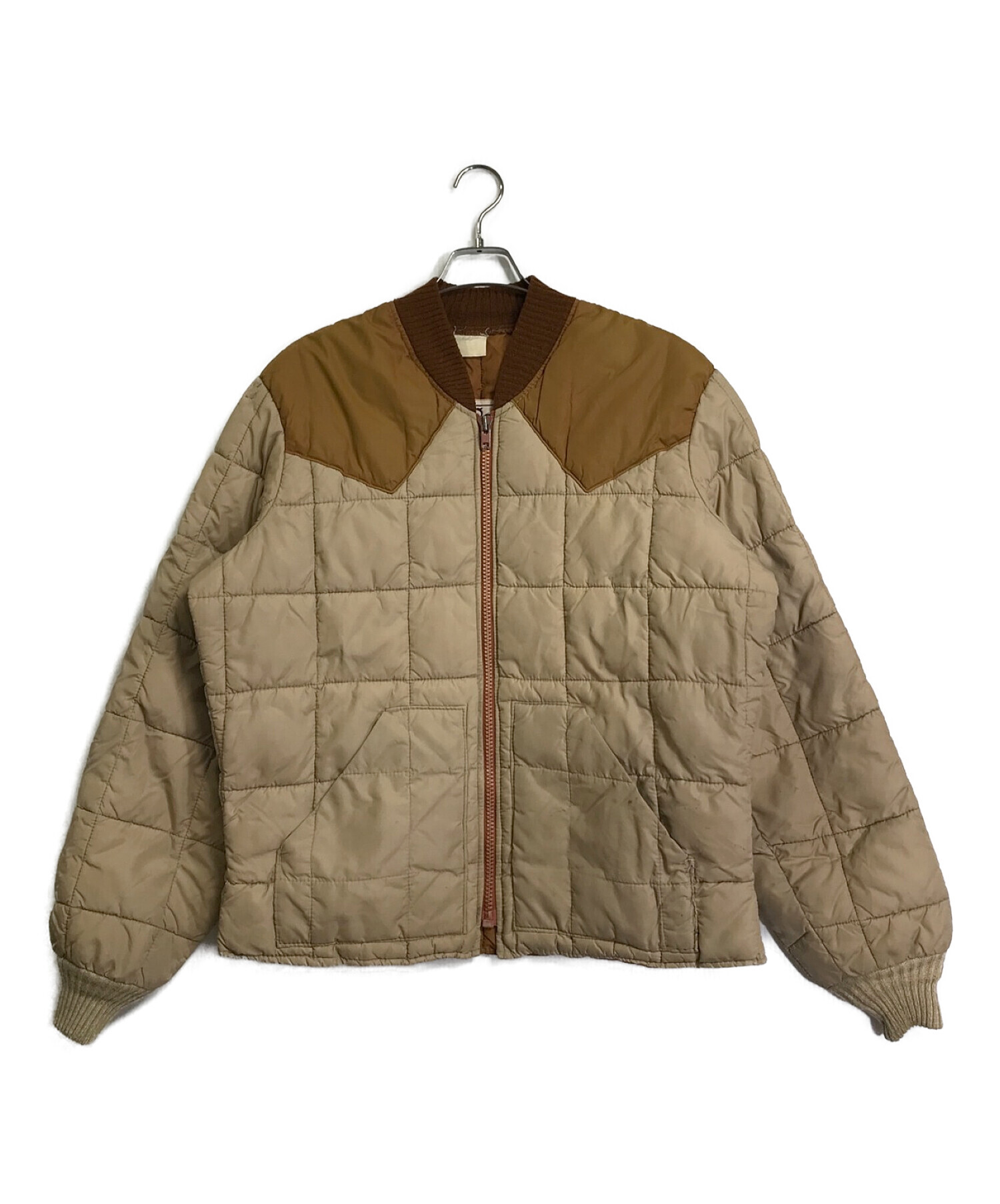 Walls (ウォールズ) 80〜90s ウエスタンヨークダウンパフジャケット ベージュ×ブラウン サイズ:XL