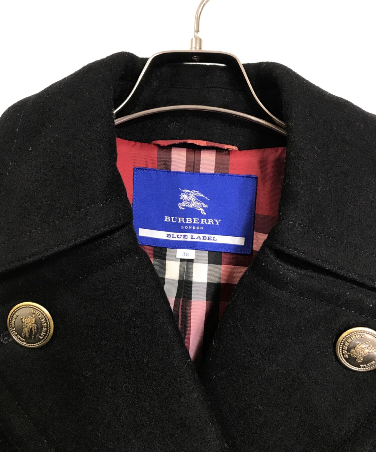 BURBERRY BLUE LABEL (バーバリーブルーレーベル) ウールPコート ブラック サイズ:M