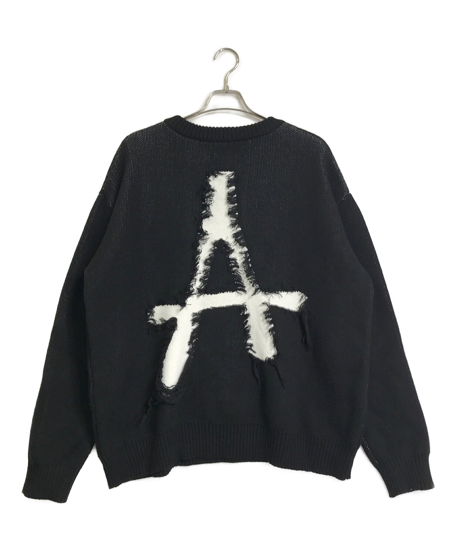 Casper John AIVER (キャスパージョンアイバー) 23AW AダメージニットACFBR0923003-WH/BL-M ブラック  サイズ:L