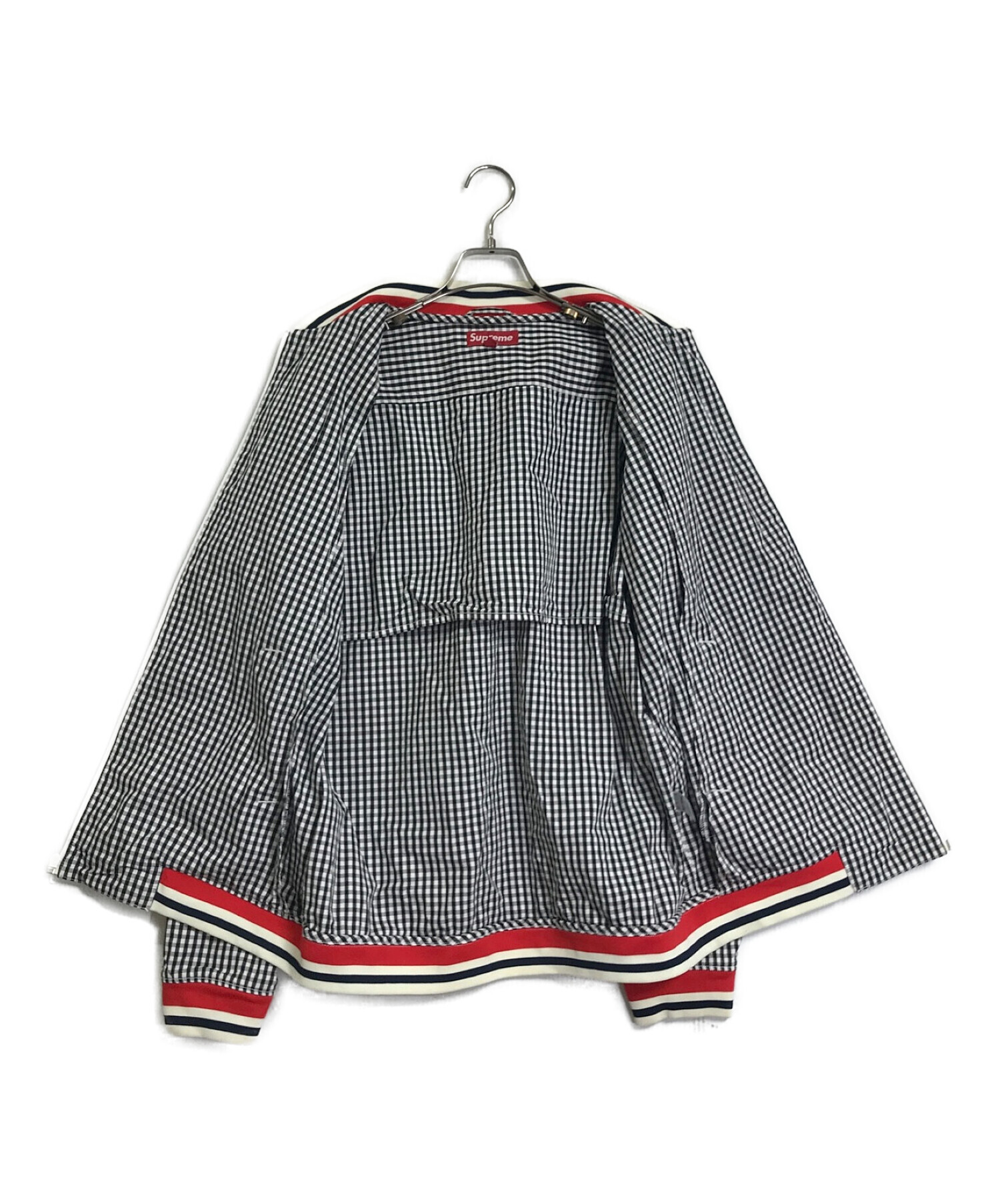 Supreme (シュプリーム) 09SS cumpus jacket ギンガムチェック柄ジップアップジャケット ブラック×ホワイト/トリコロール  サイズ:L